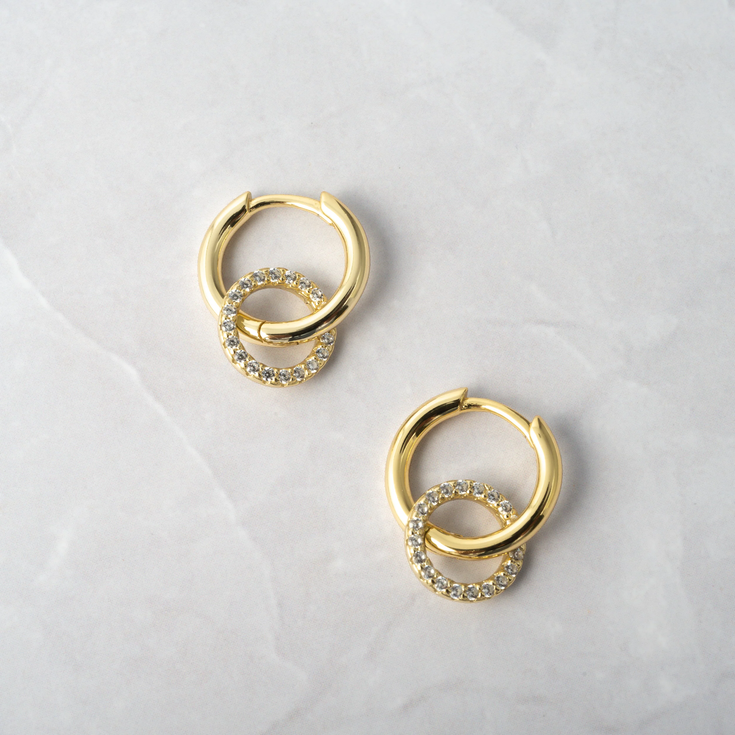 CZ Circle Charm Hoops - Image 7