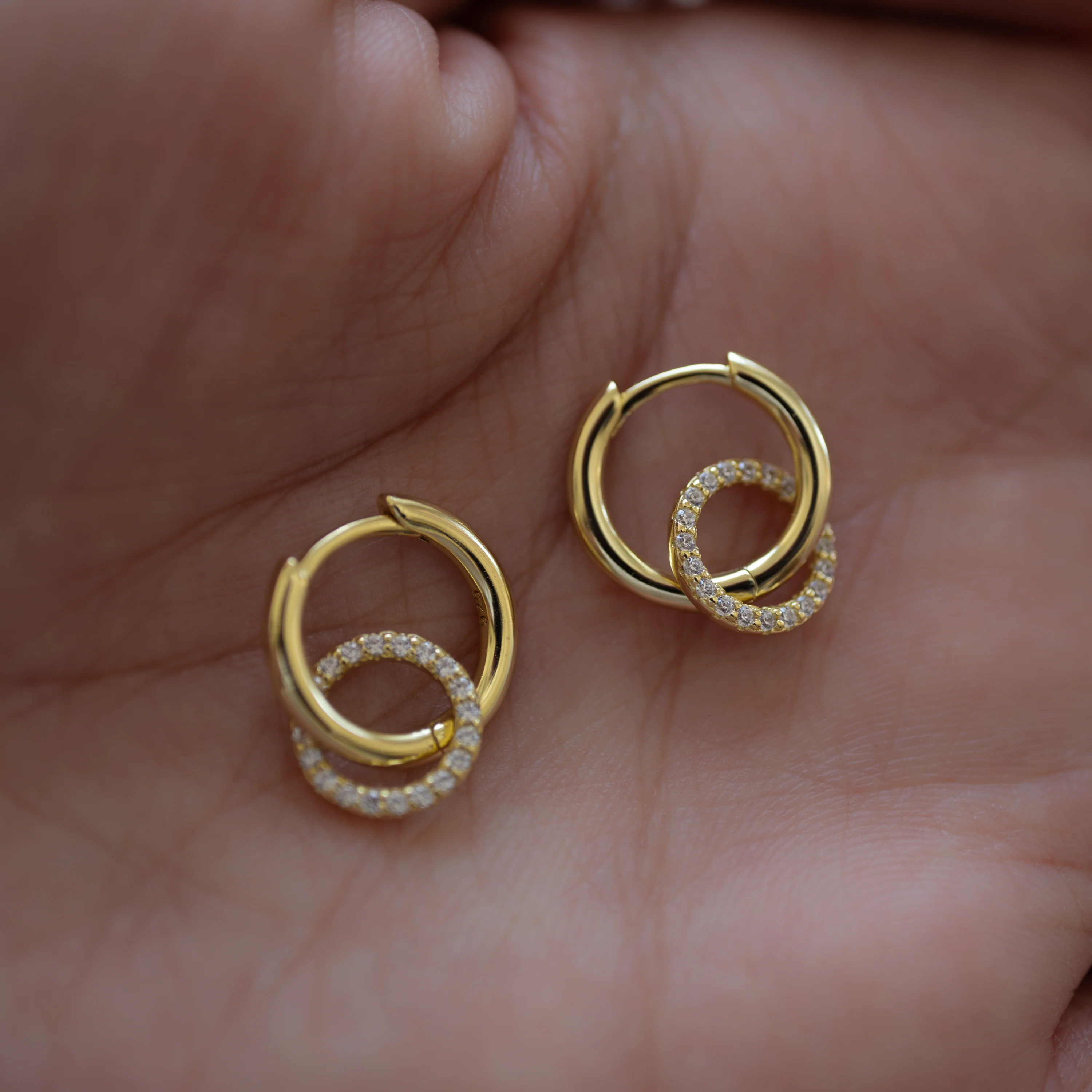 CZ Circle Charm Hoops - Image 8