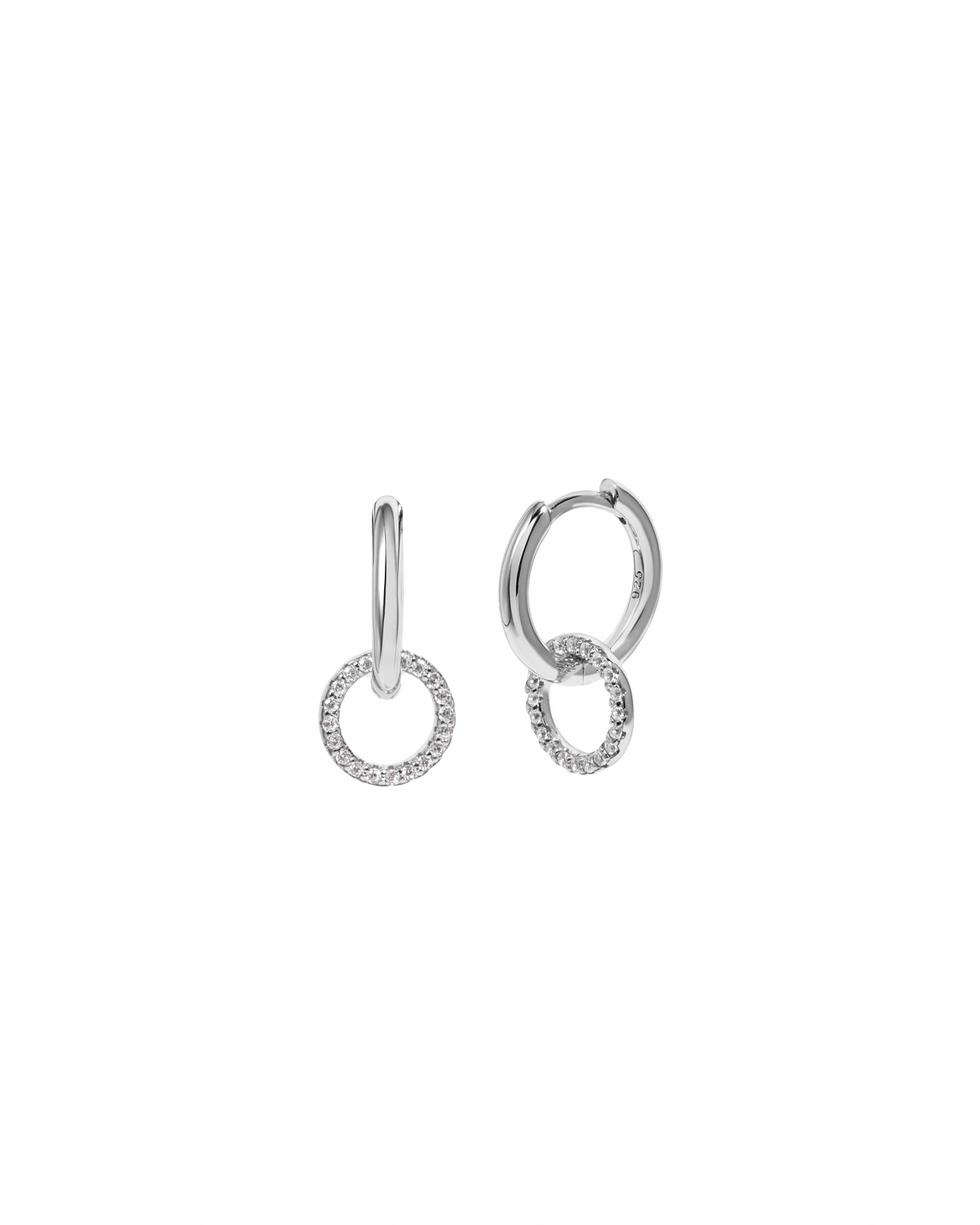 CZ Circle Charm Hoops - Image 9