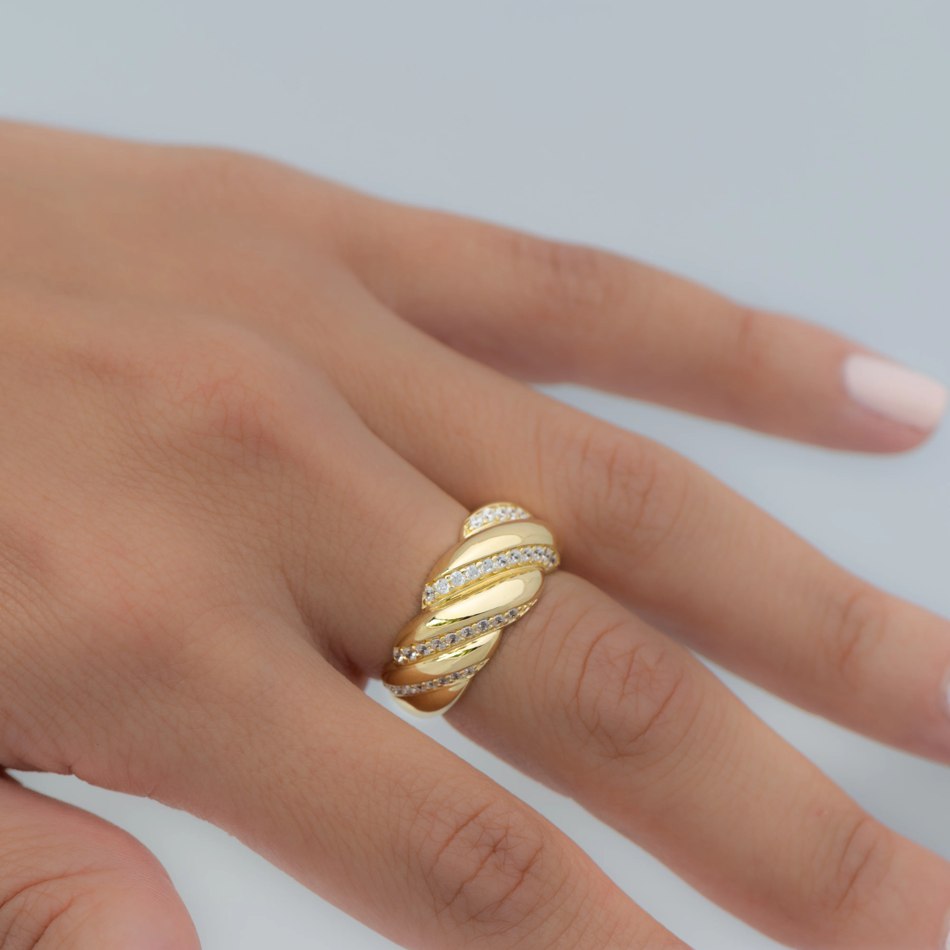 CZ Croissant Ring - Image 2