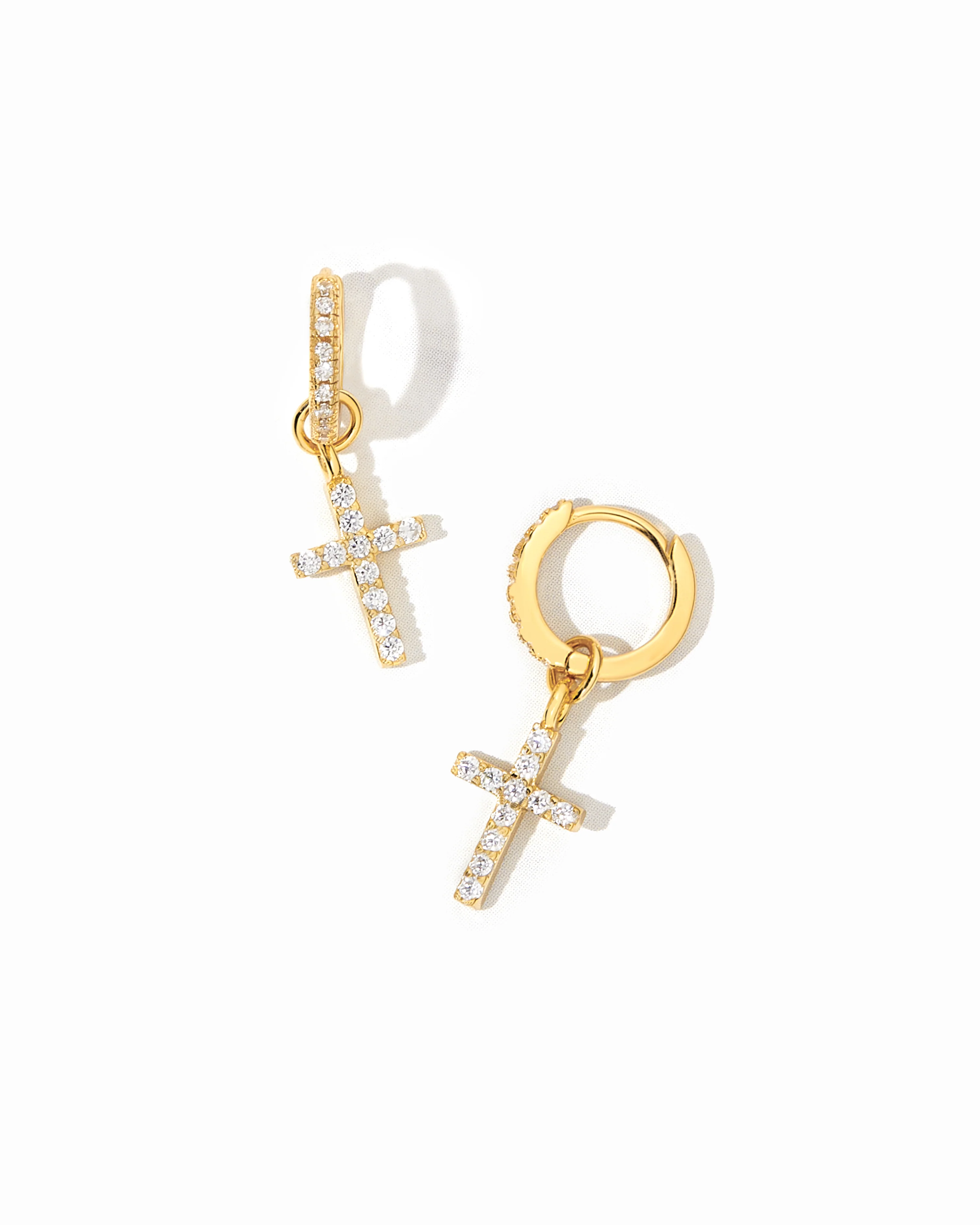 CZ Cross Charm Huggies