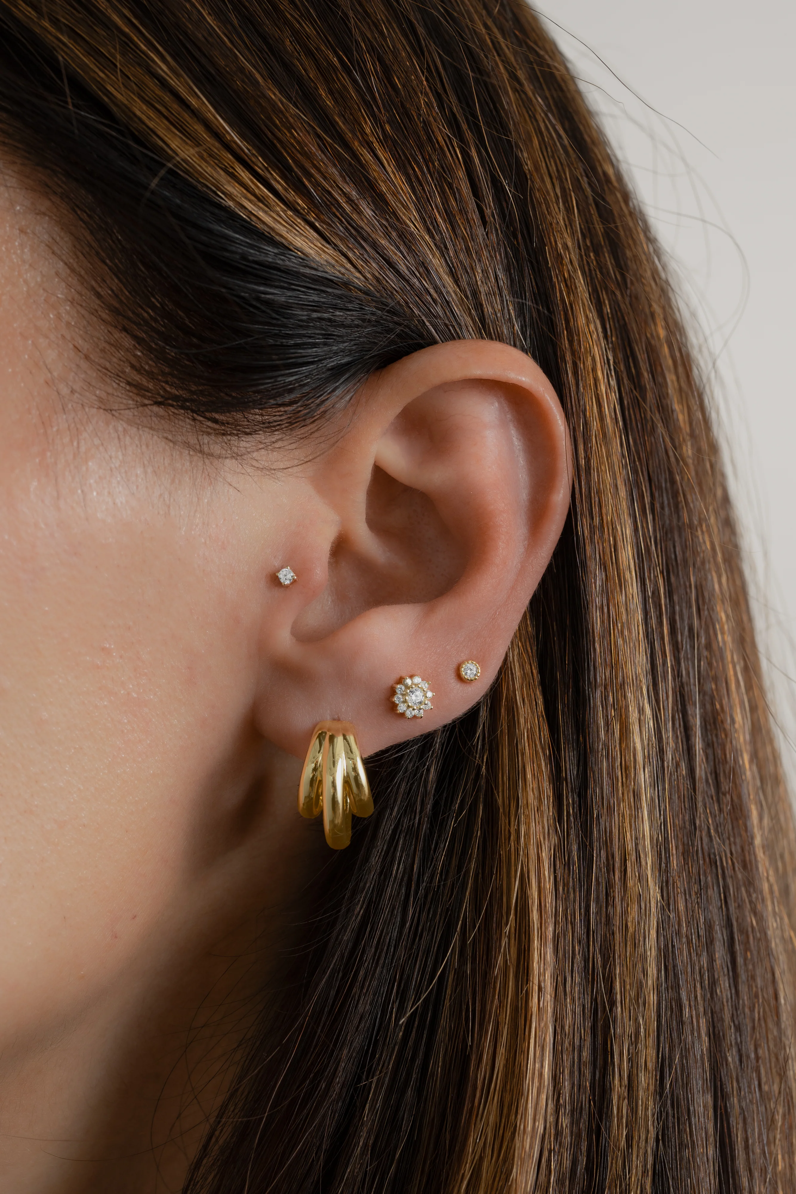 CZ Dainty Flower Studs - Image 2