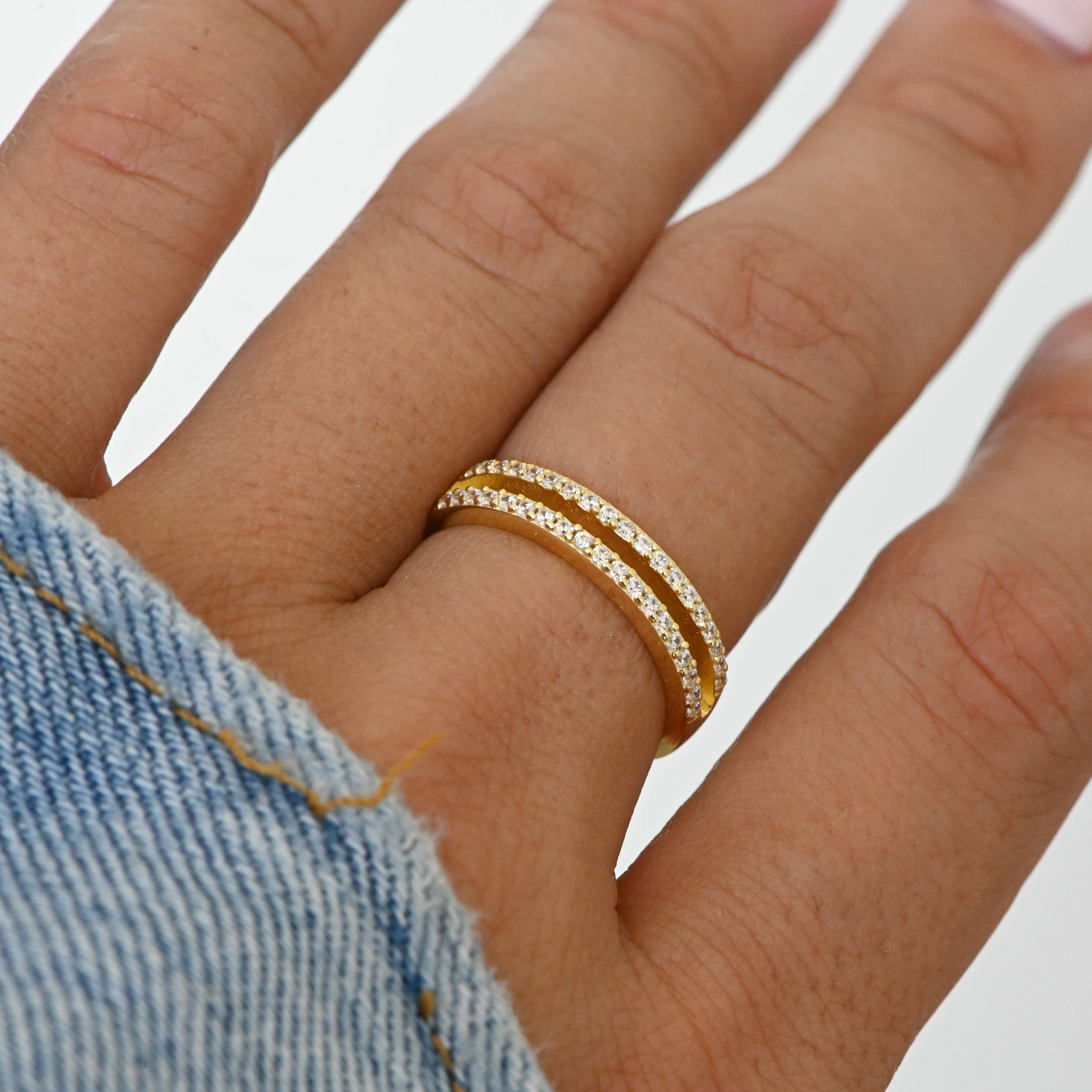 CZ Double Band Ring - Image 2