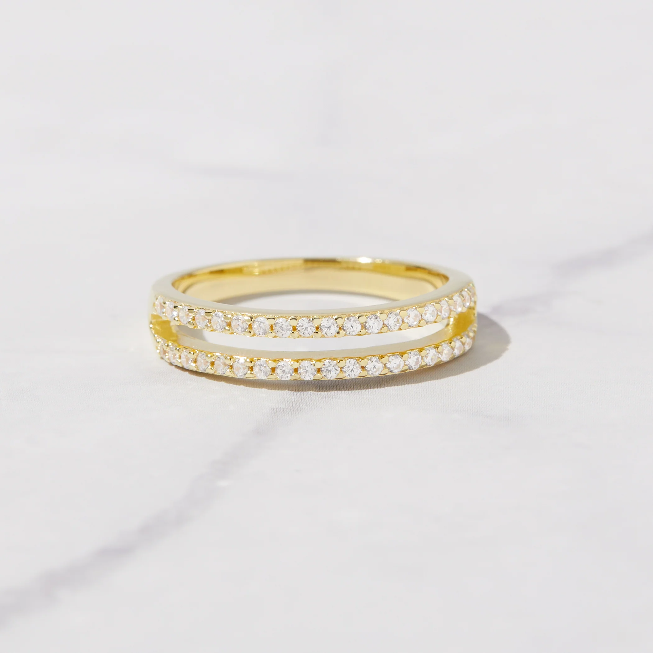 CZ Double Band Ring - Image 4