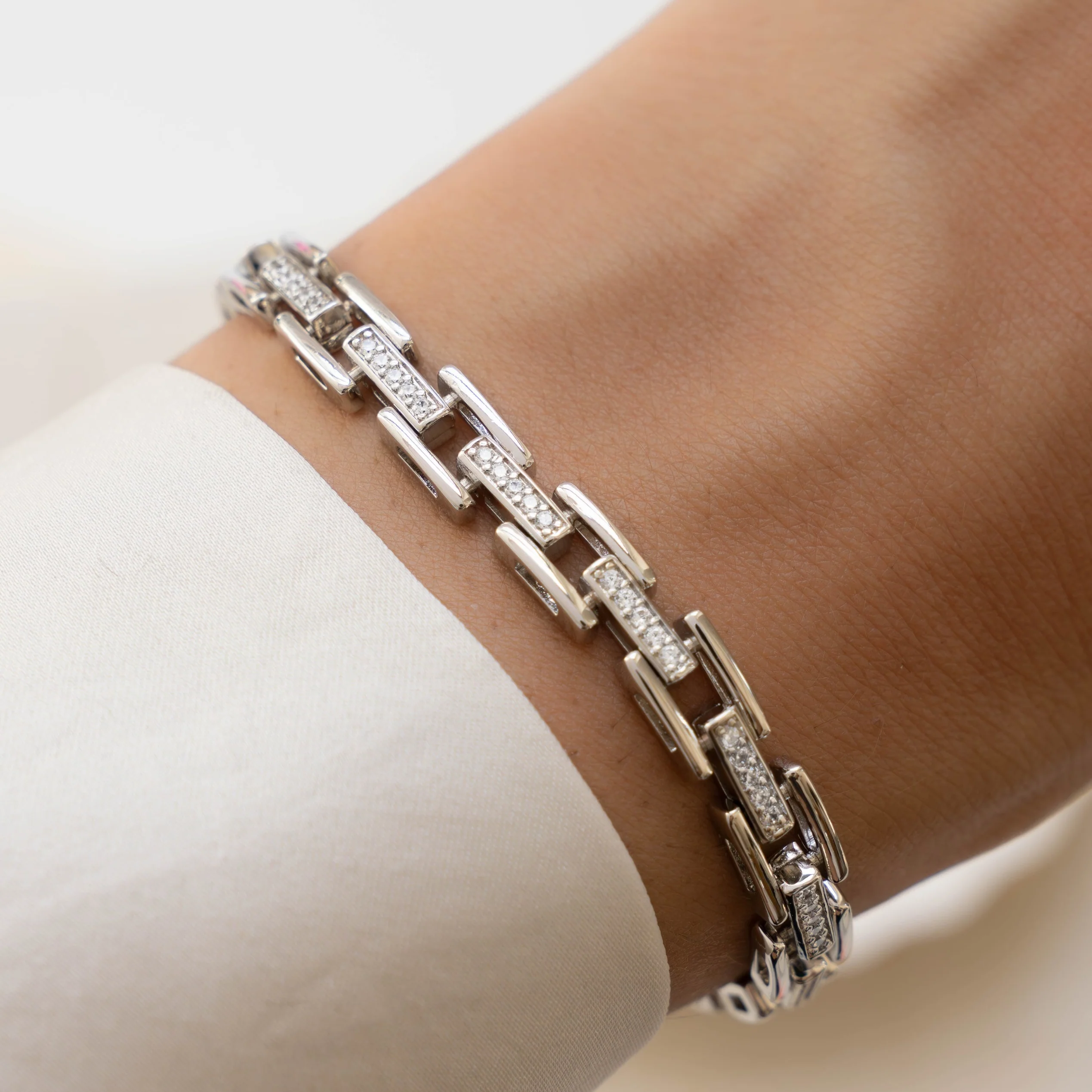 CZ Link Bracelet - Image 4