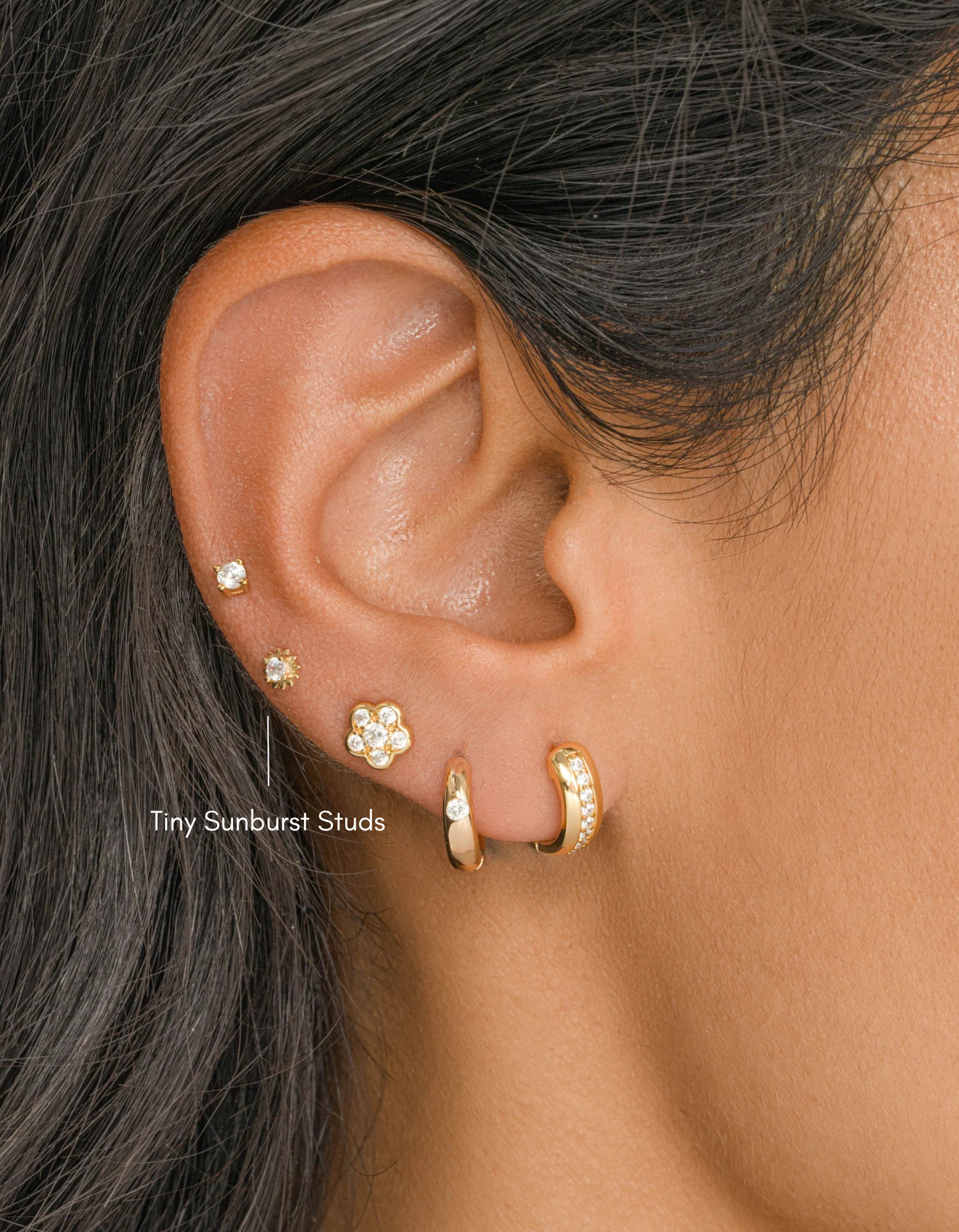 CZ Tiny Sunburst Studs - Image 4