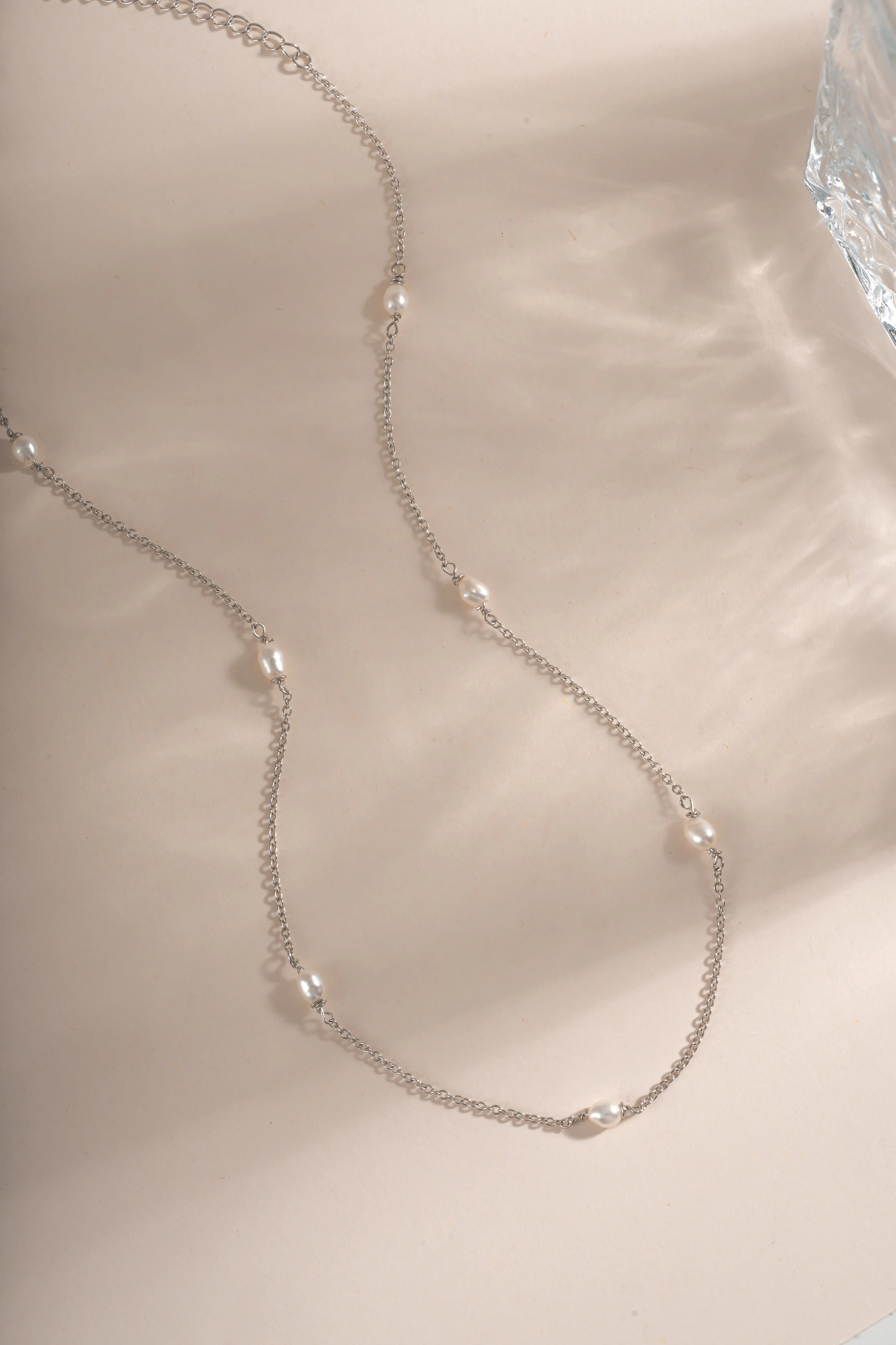 Dainty Beaded Pearl Necklace - Image 3