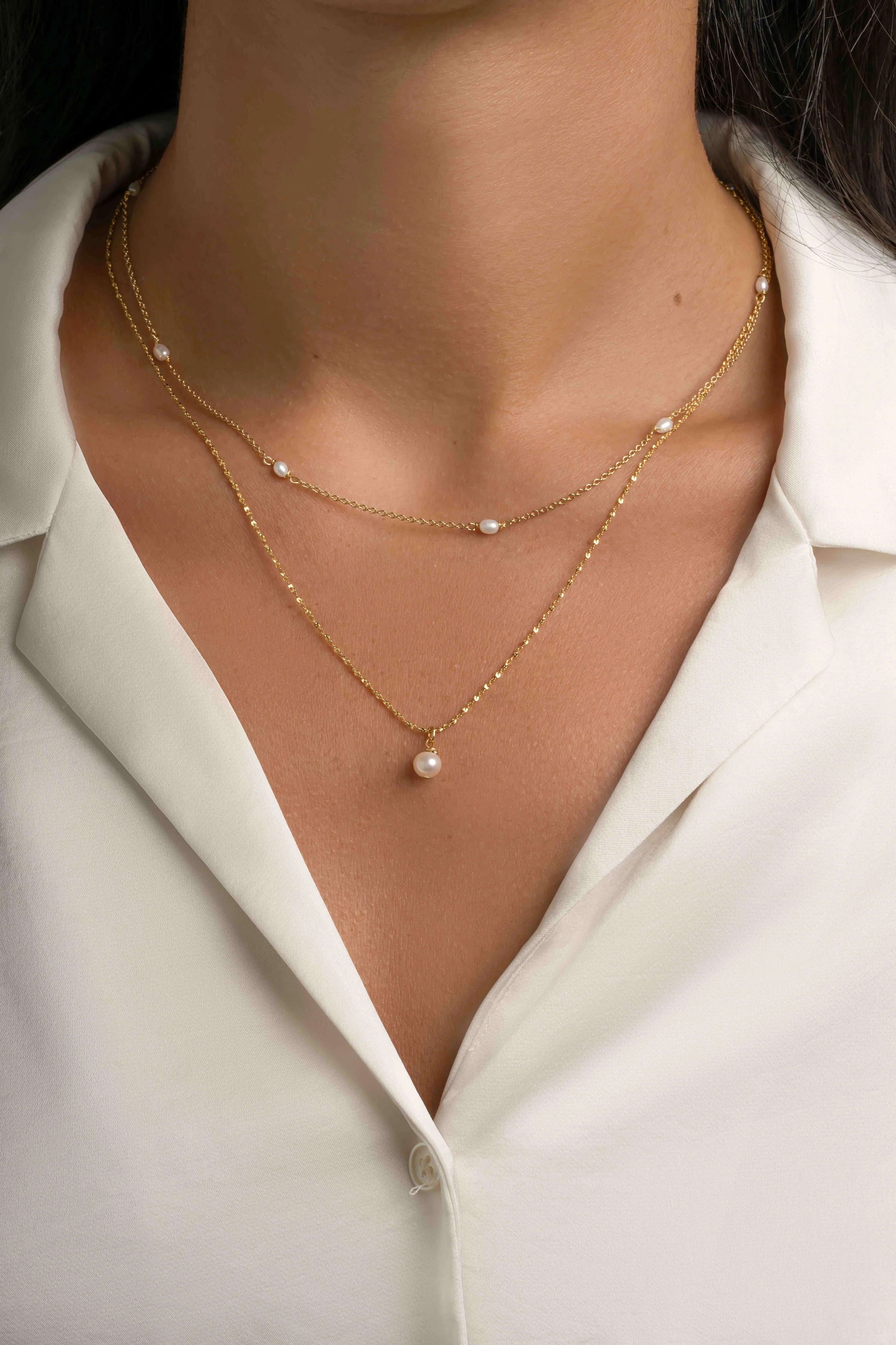 Dainty Beaded Pearl Necklace - Image 7