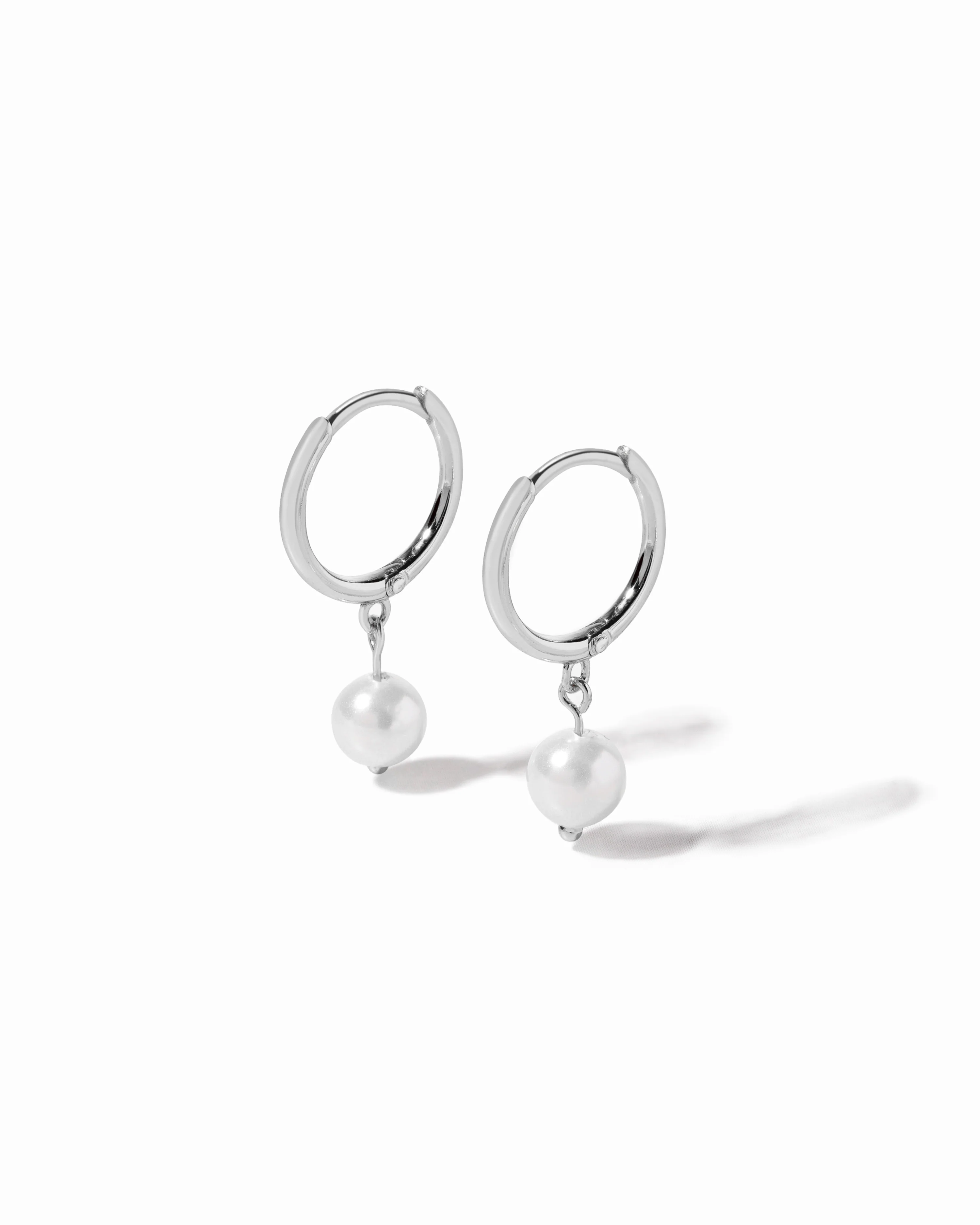 Dainty Pearl Charm Hoops - Image 5