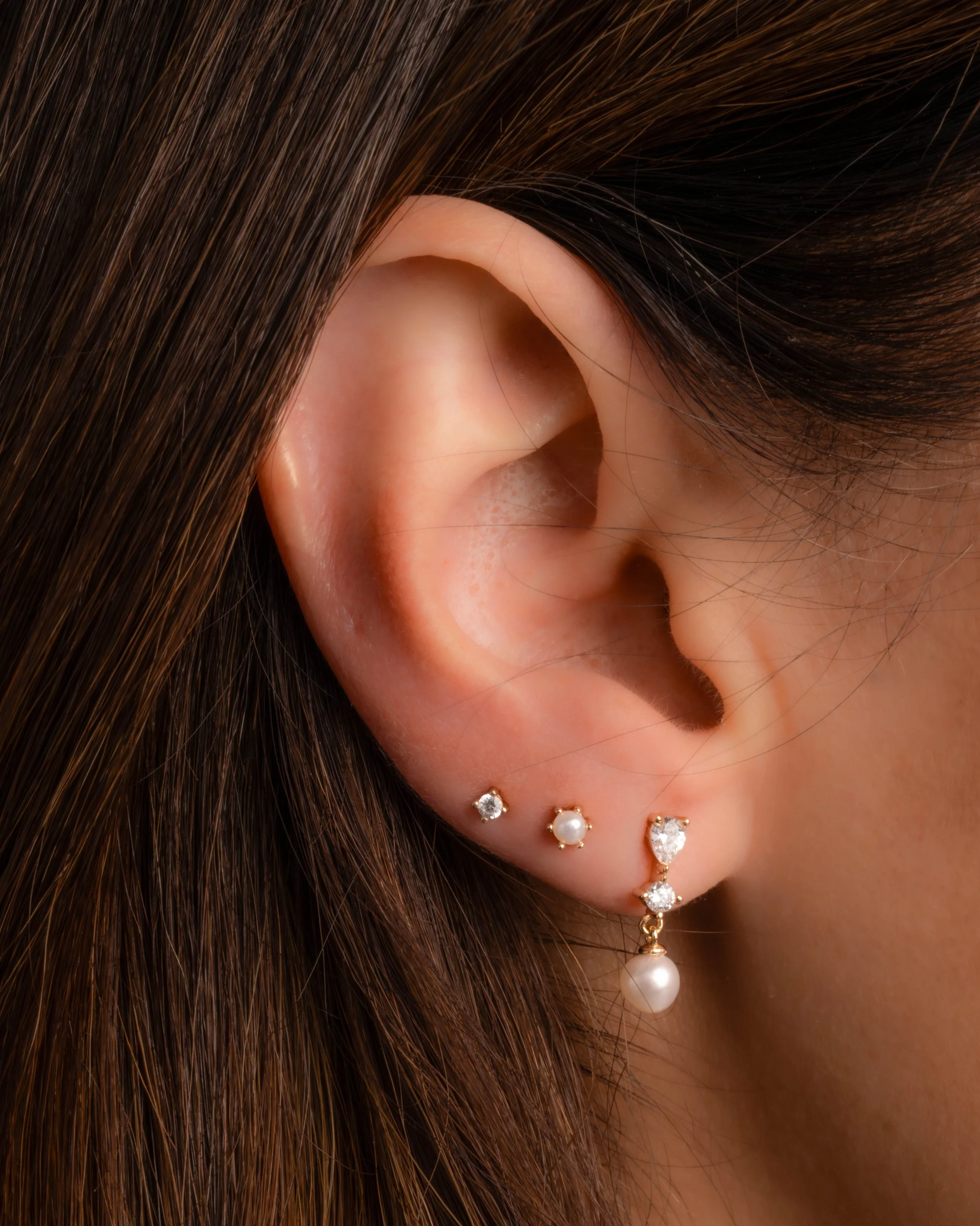 Dainty Pearl Stud Earrings - Image 2