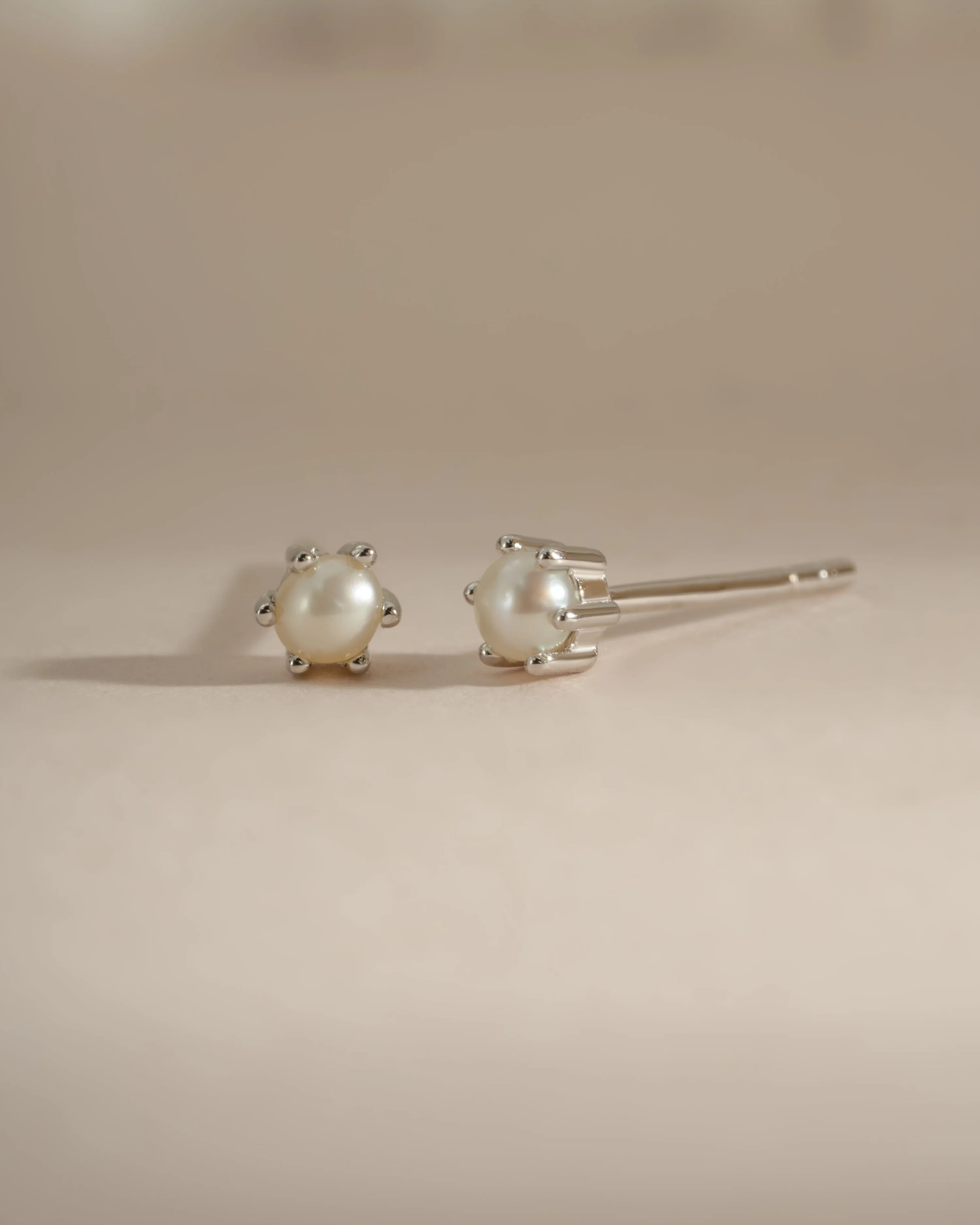 Dainty Pearl Stud Earrings - Image 3