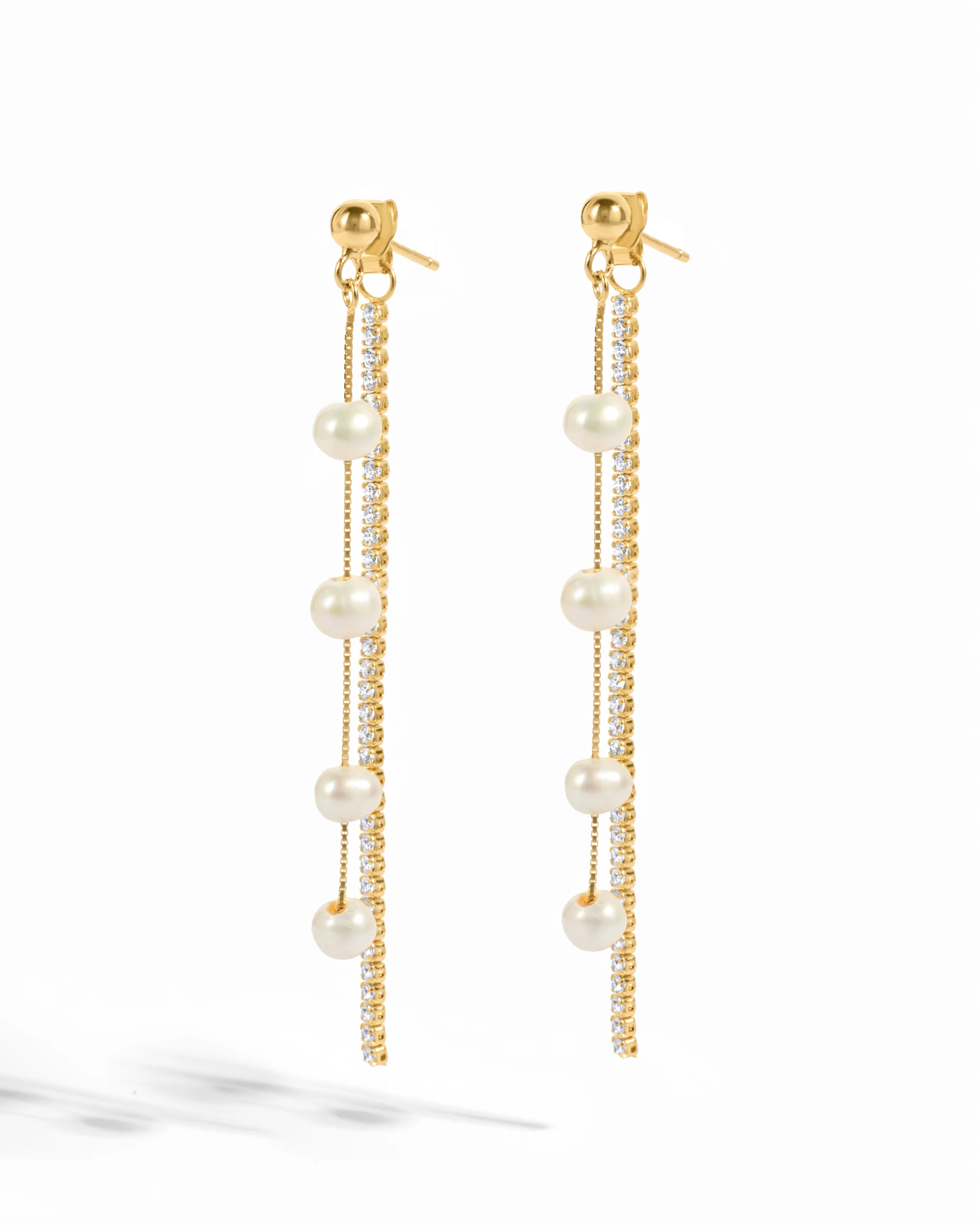 Dangling Bead Pearl Earrings