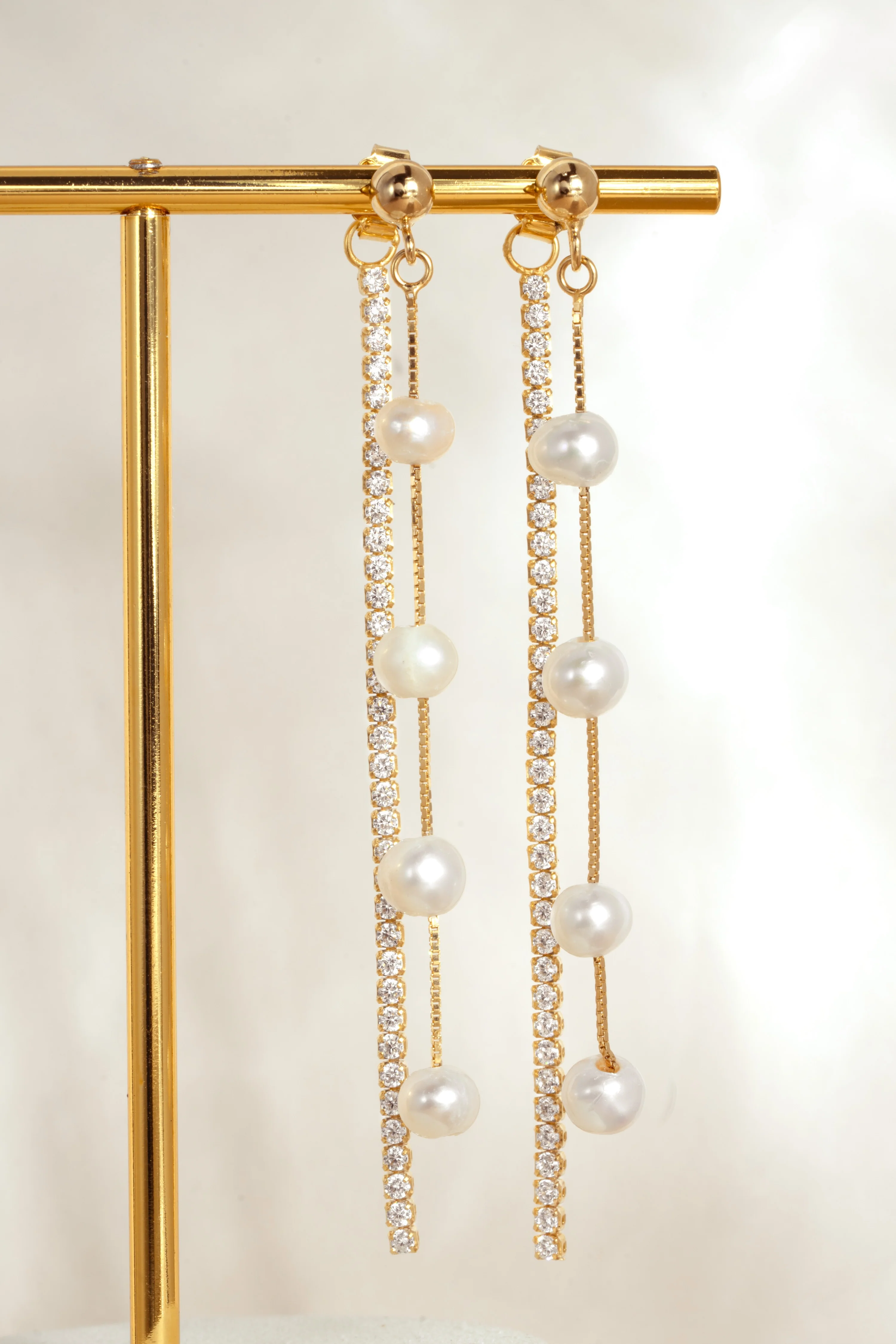 Dangling Bead Pearl Earrings - Image 5