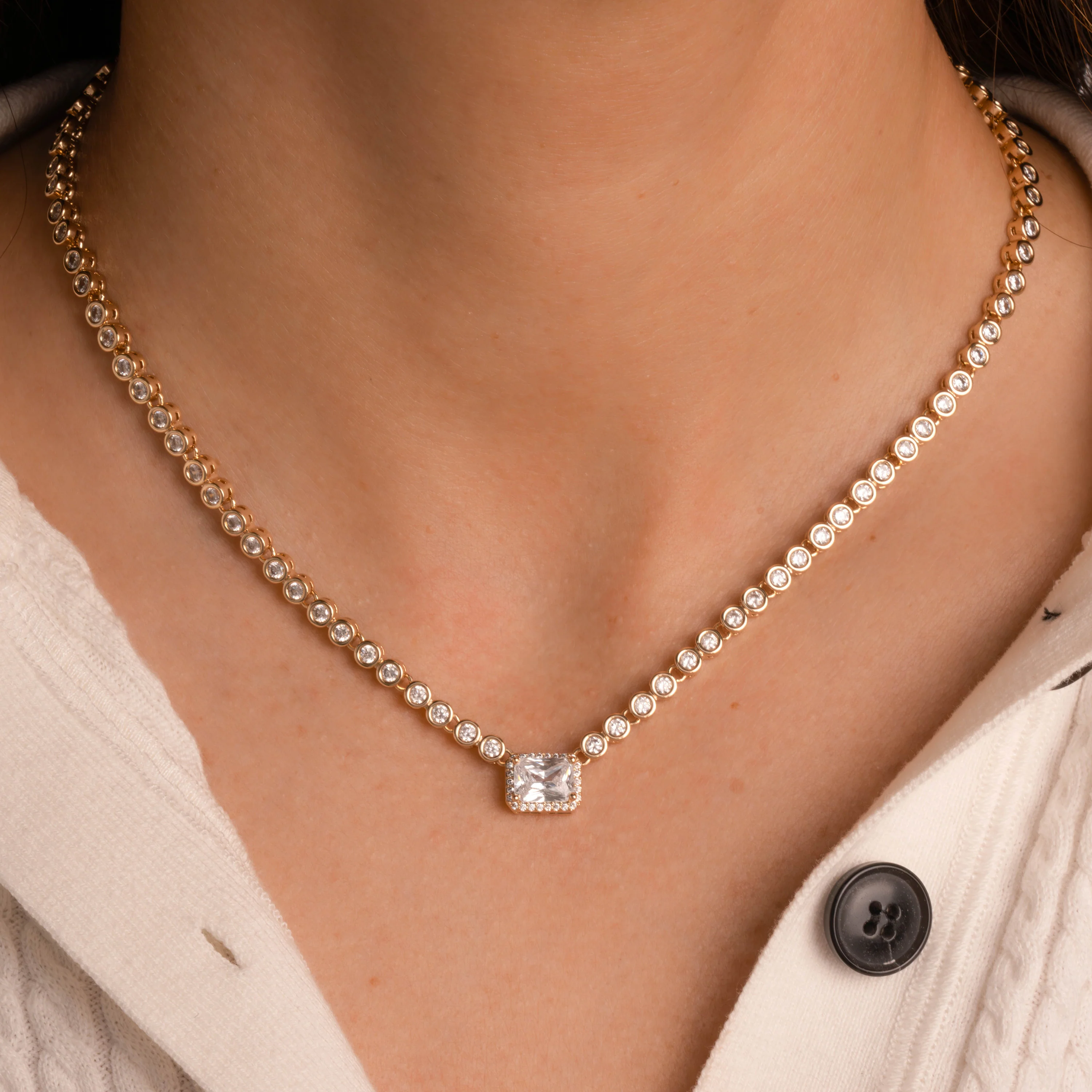 Diamond Baguette Tennis Necklace - Image 2