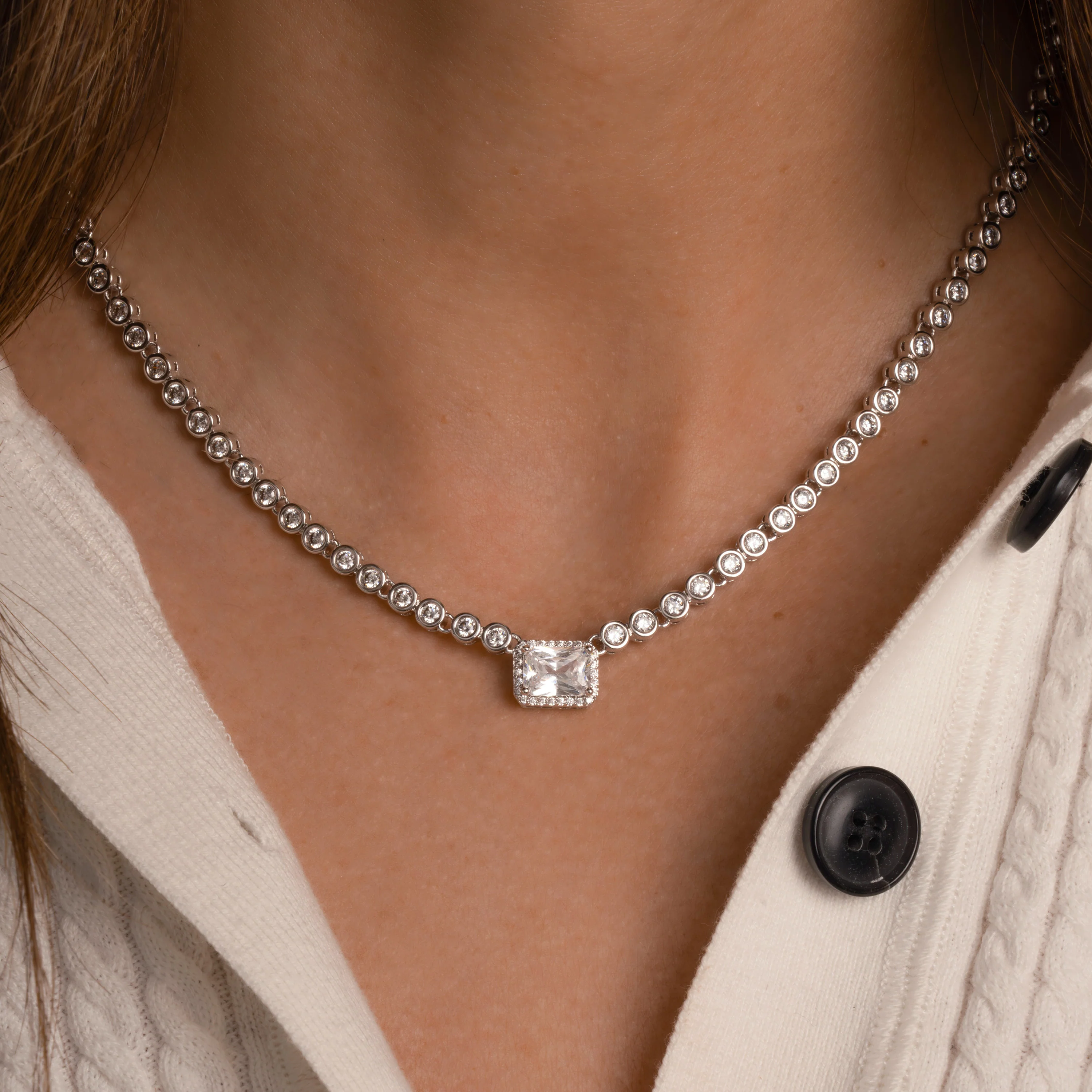 Diamond Baguette Tennis Necklace - Image 4
