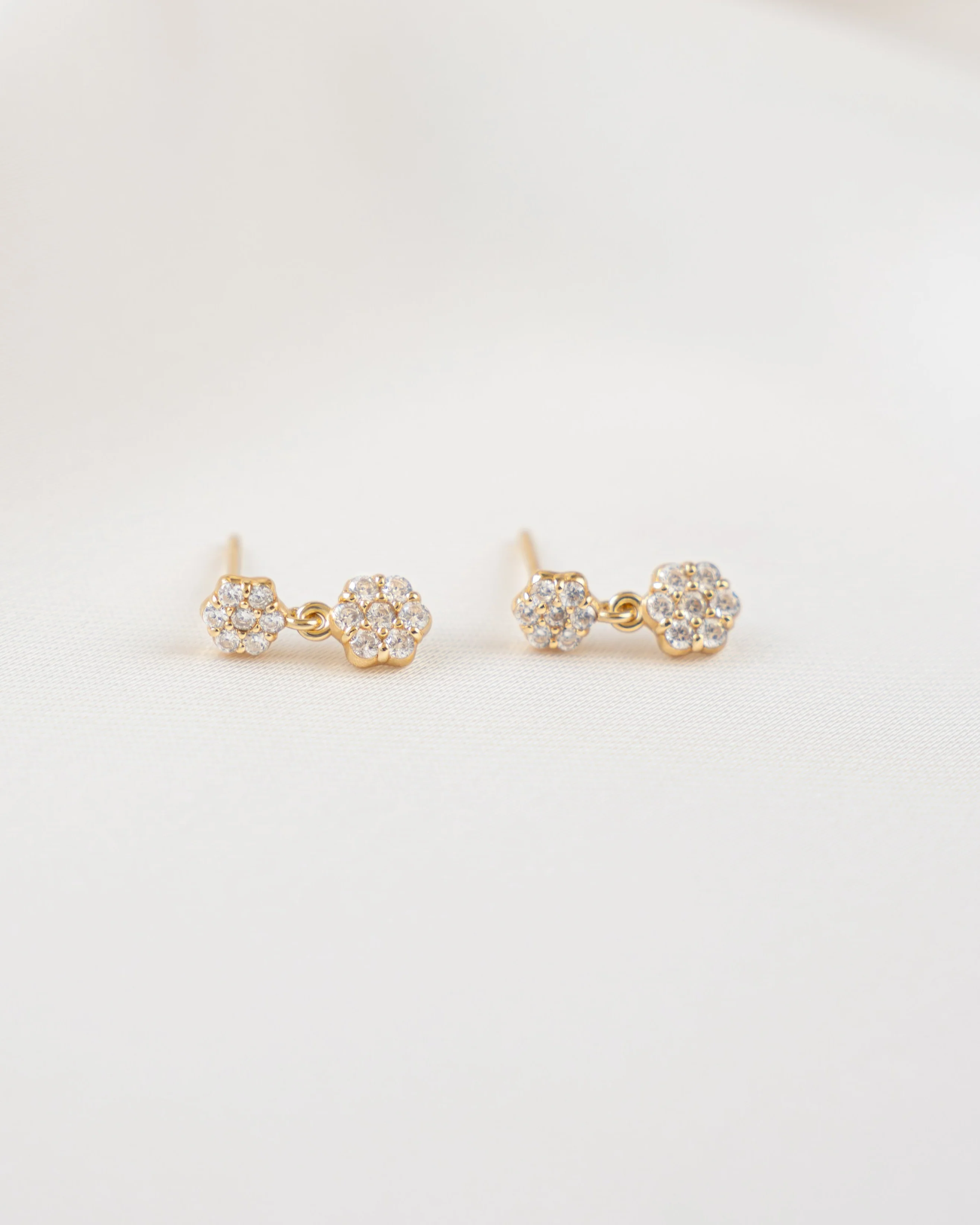 Diamond Flower Charm Studs - Image 11