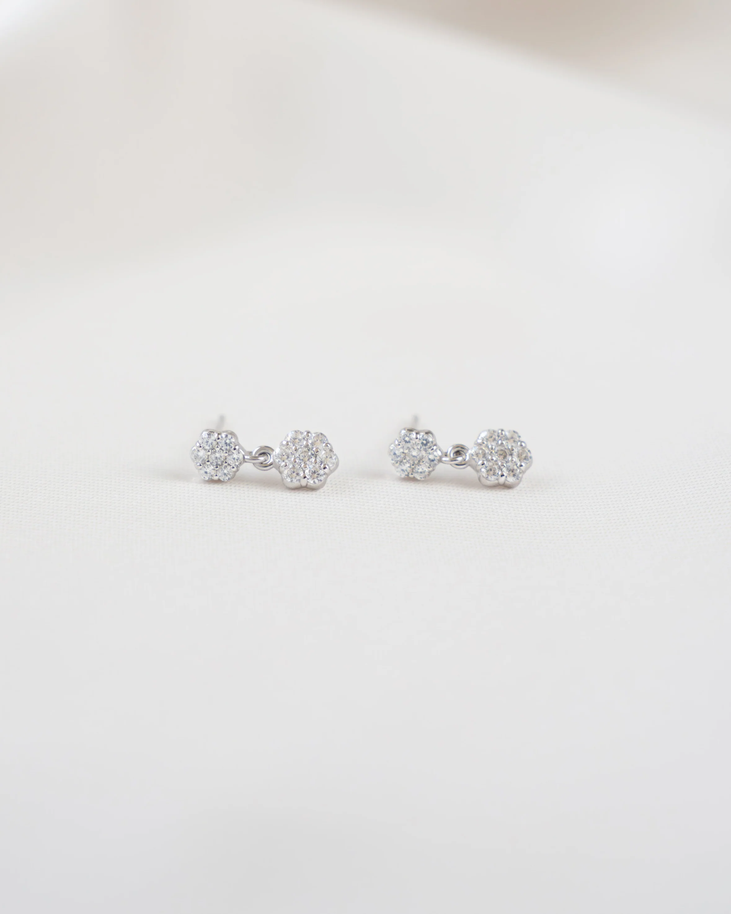 Diamond Flower Charm Studs - Image 12