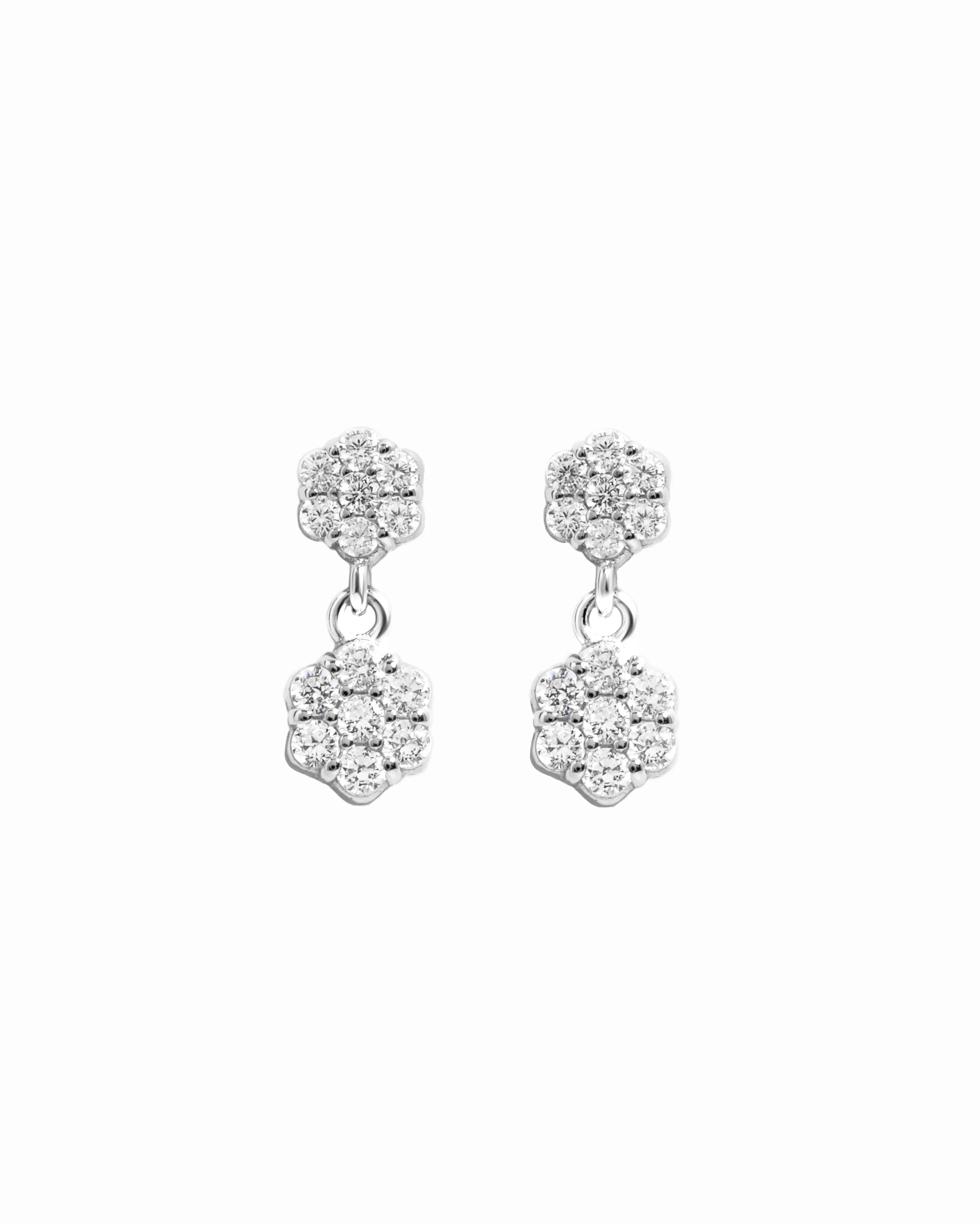 Diamond Flower Charm Studs - Image 3