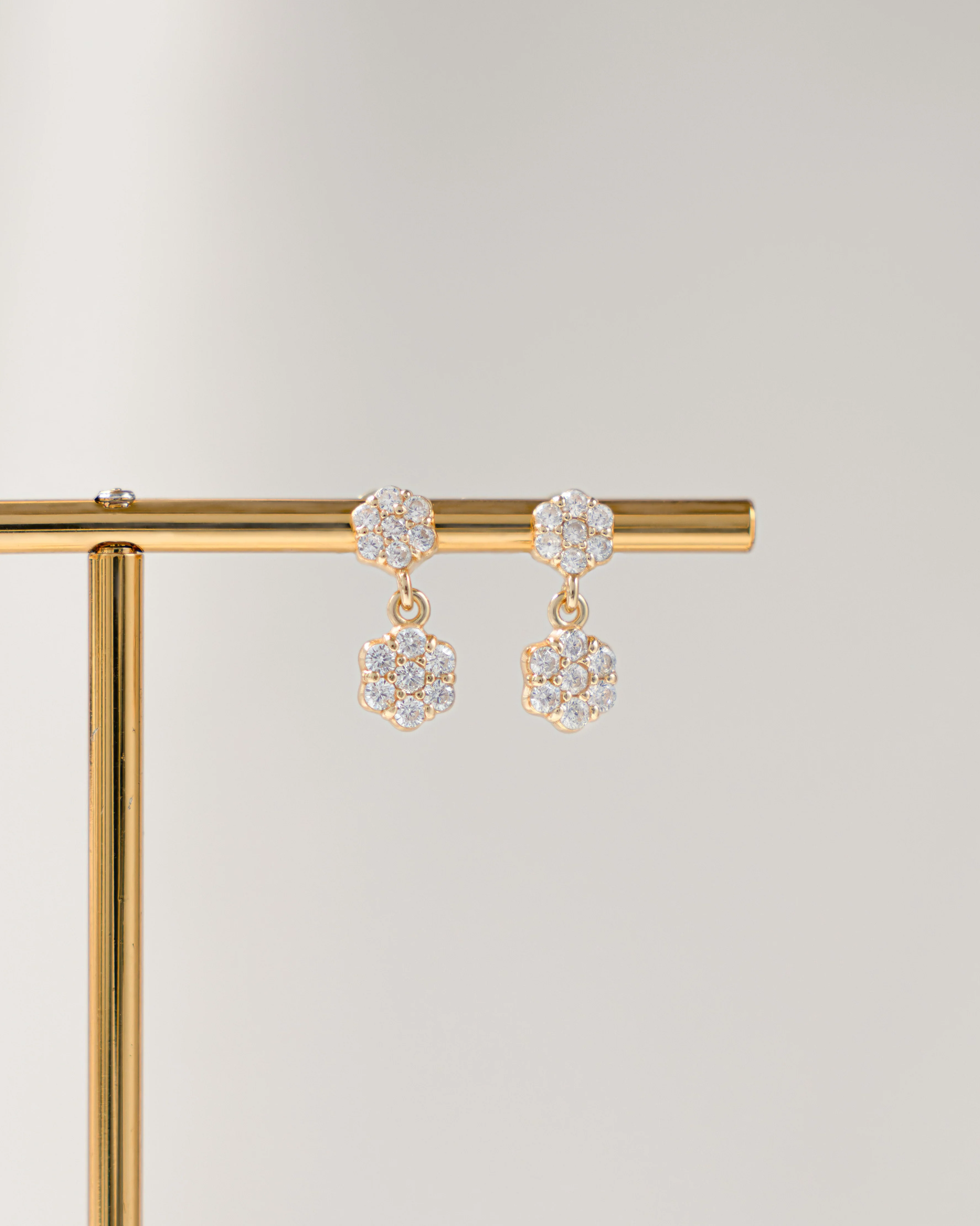 Diamond Flower Charm Studs - Image 5