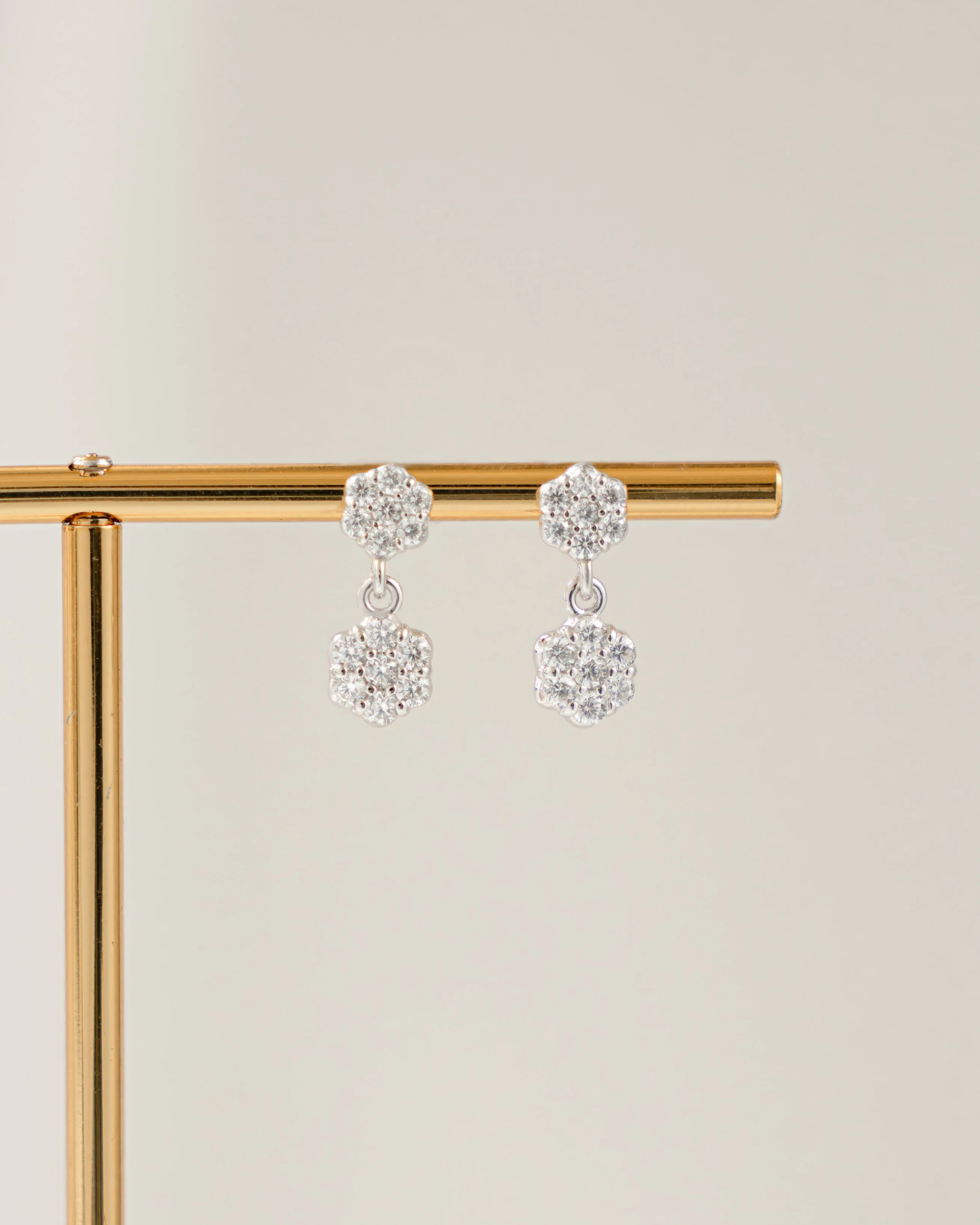 Diamond Flower Charm Studs - Image 7