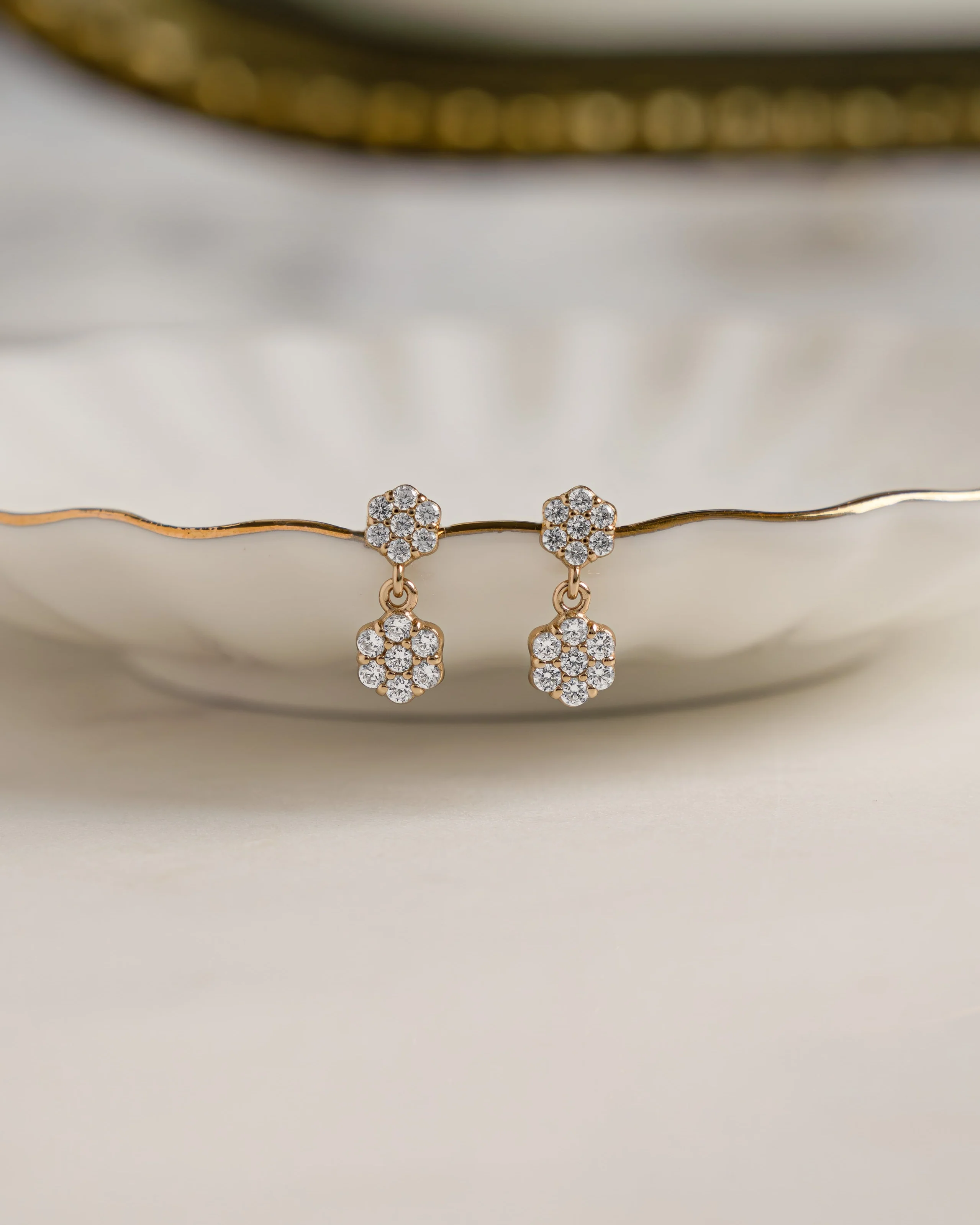 Diamond Flower Charm Studs - Image 9