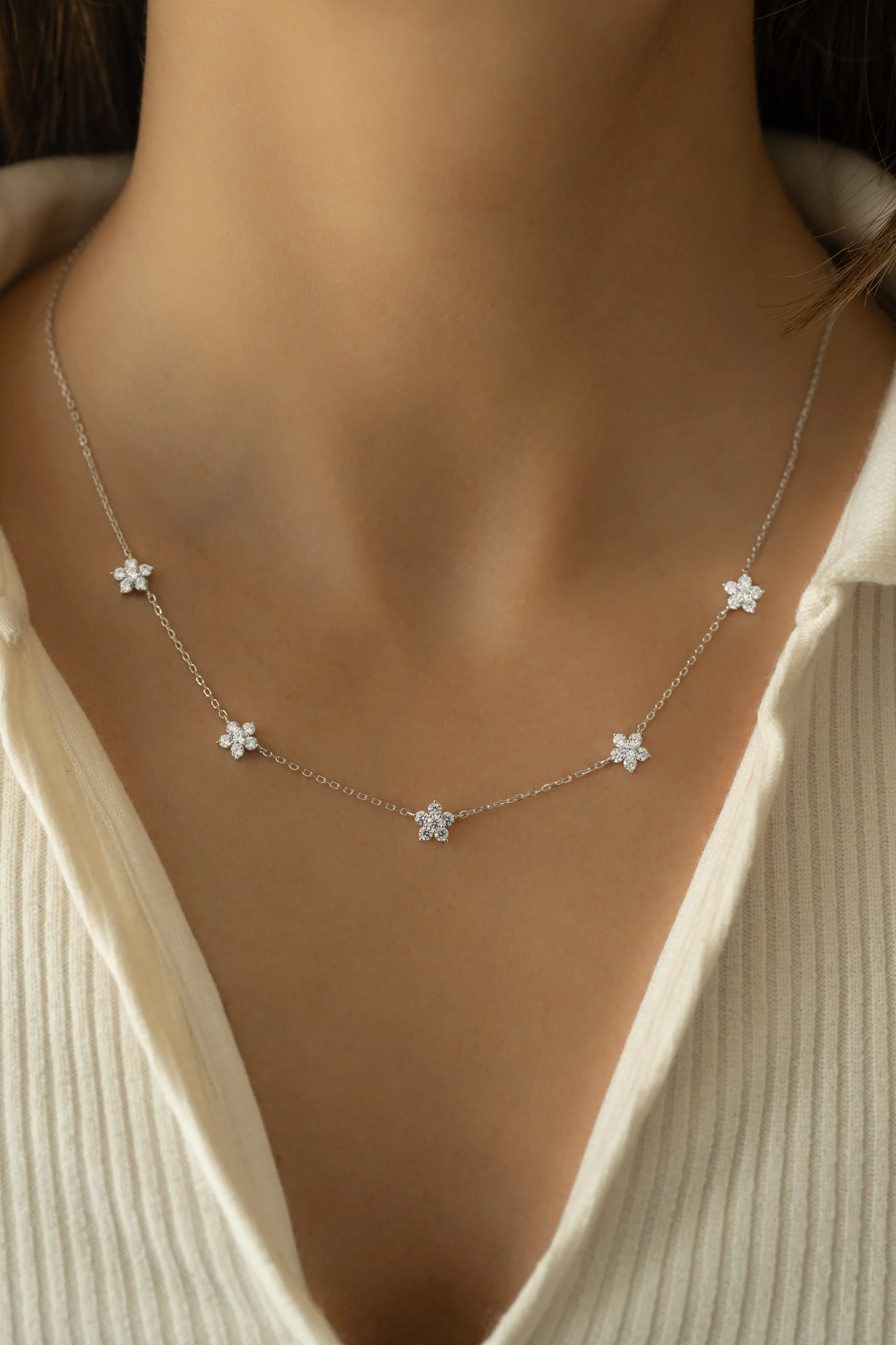 Diamond Flower Necklace - Image 4