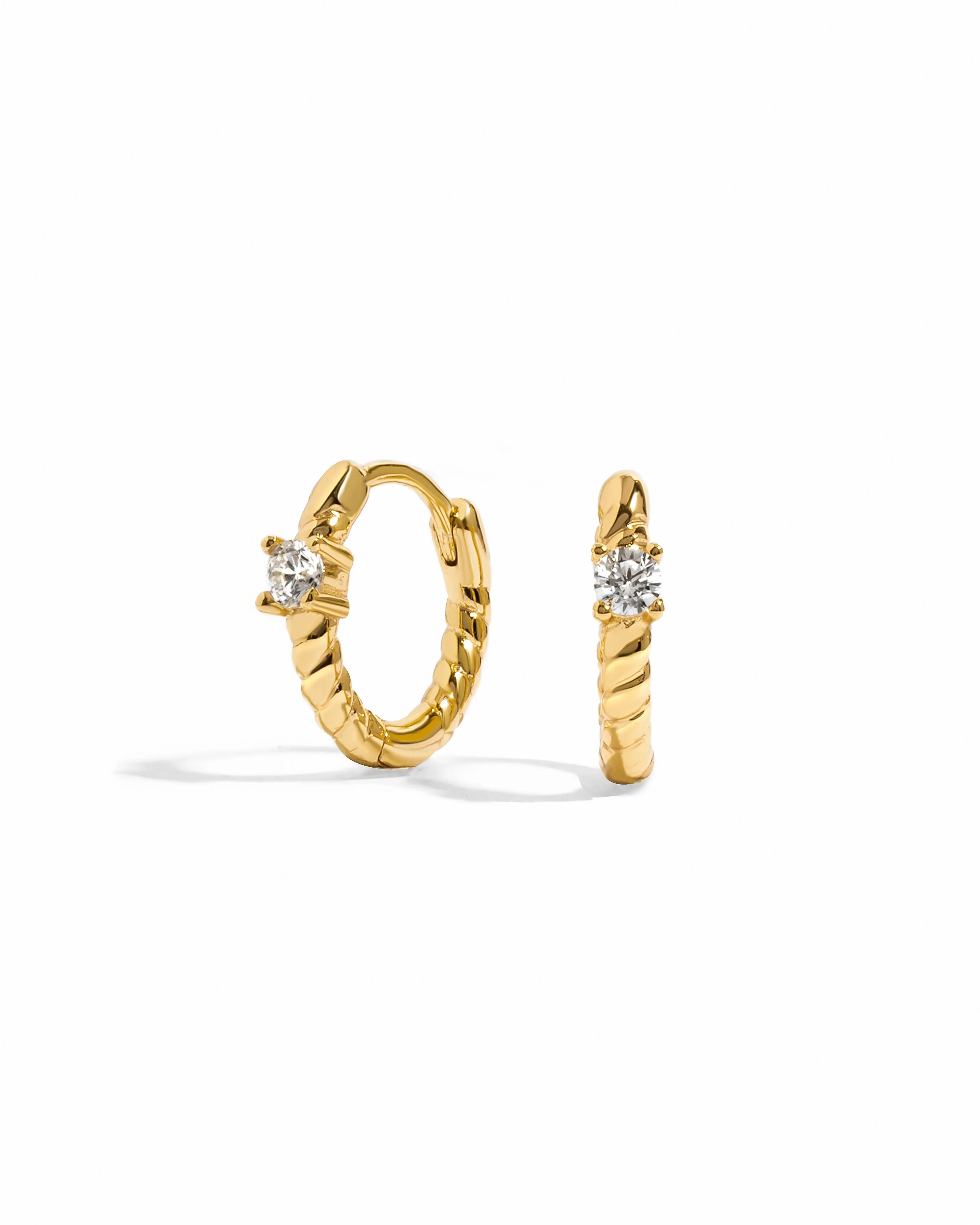 Diamond Spiral Huggie Hoops