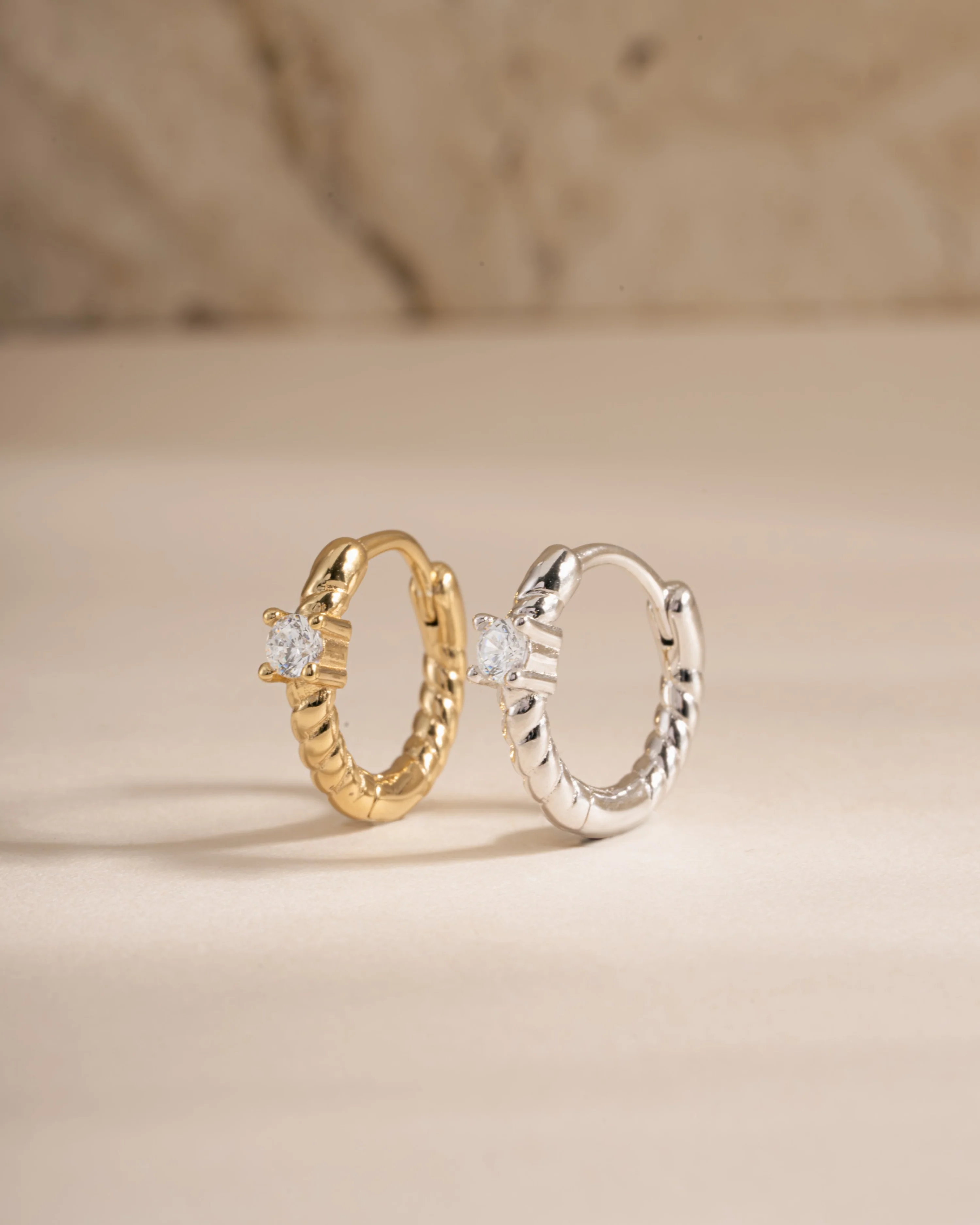 Diamond Spiral Huggie Hoops - Image 3