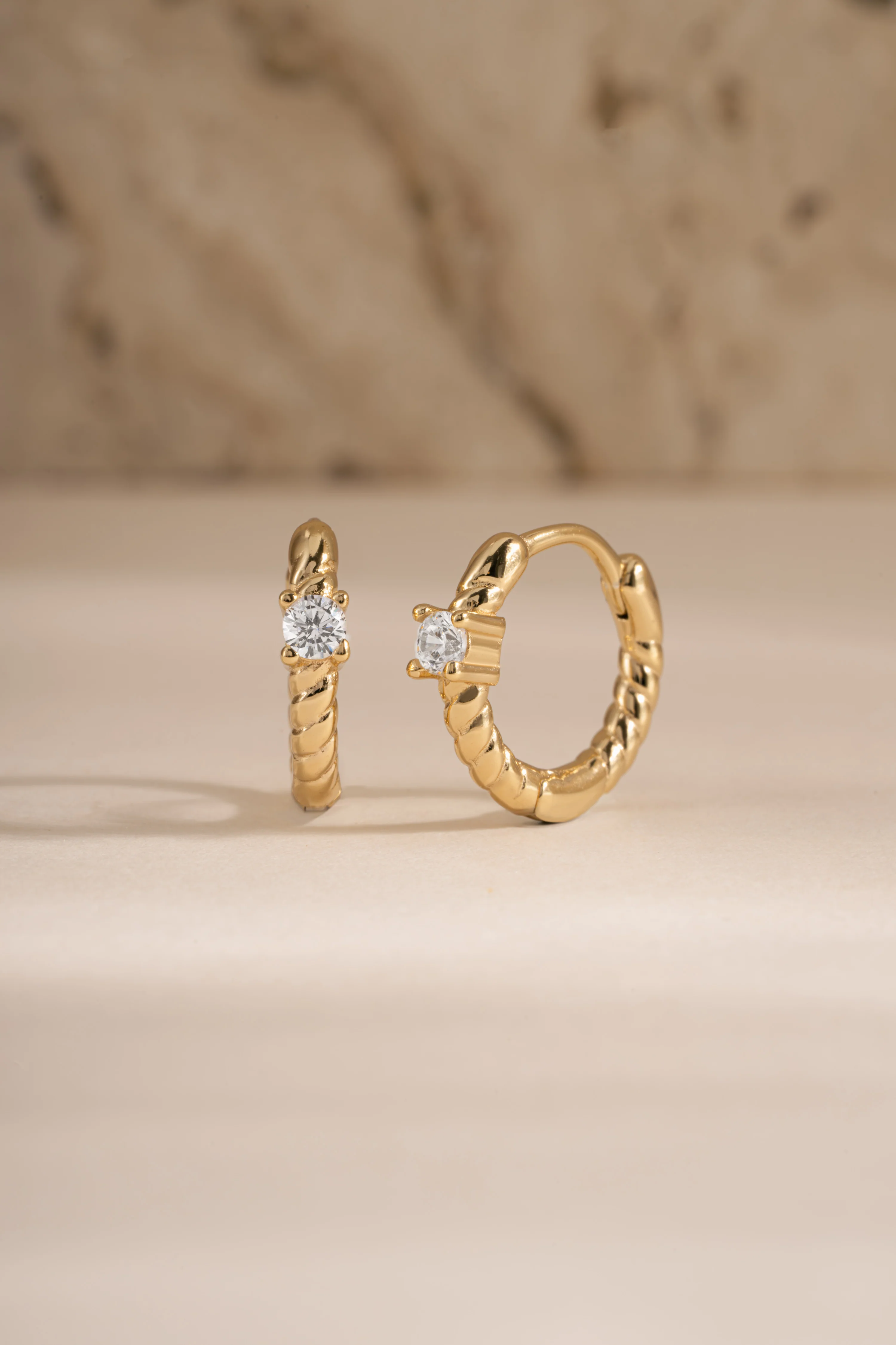 Diamond Spiral Huggie Hoops - Image 6