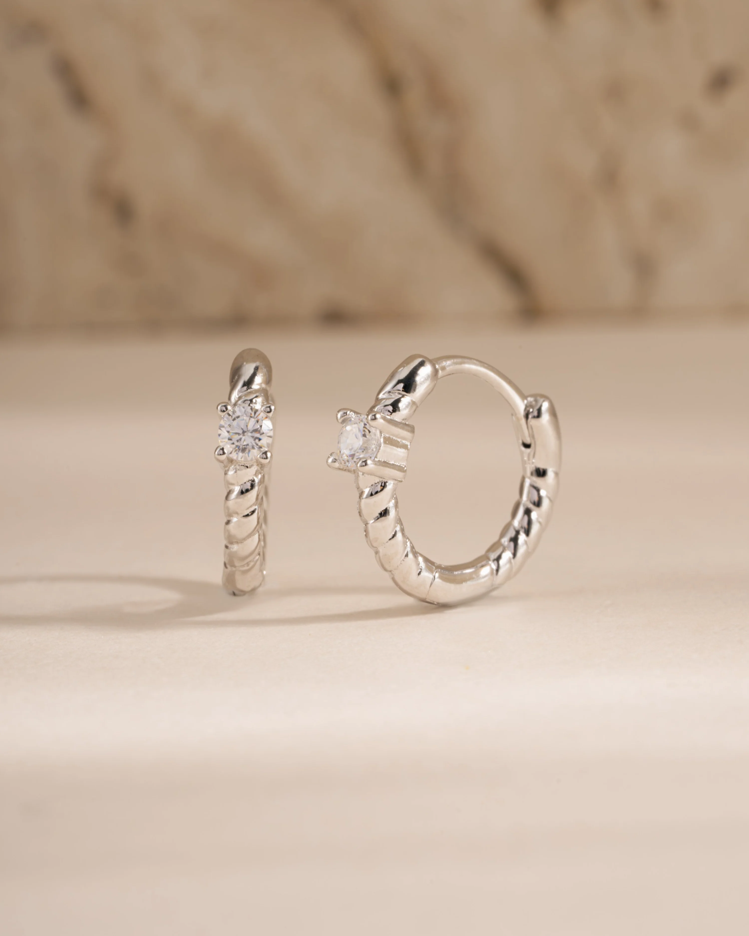 Diamond Spiral Huggie Hoops - Image 7