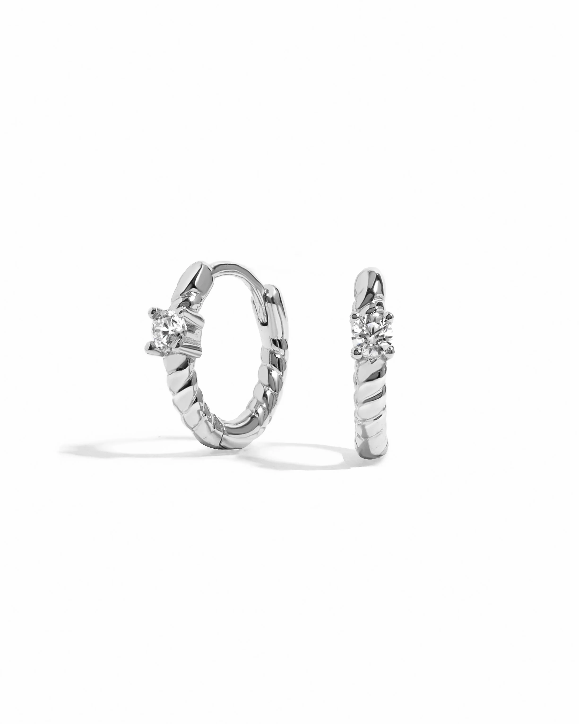 Diamond Spiral Huggie Hoops - Image 8