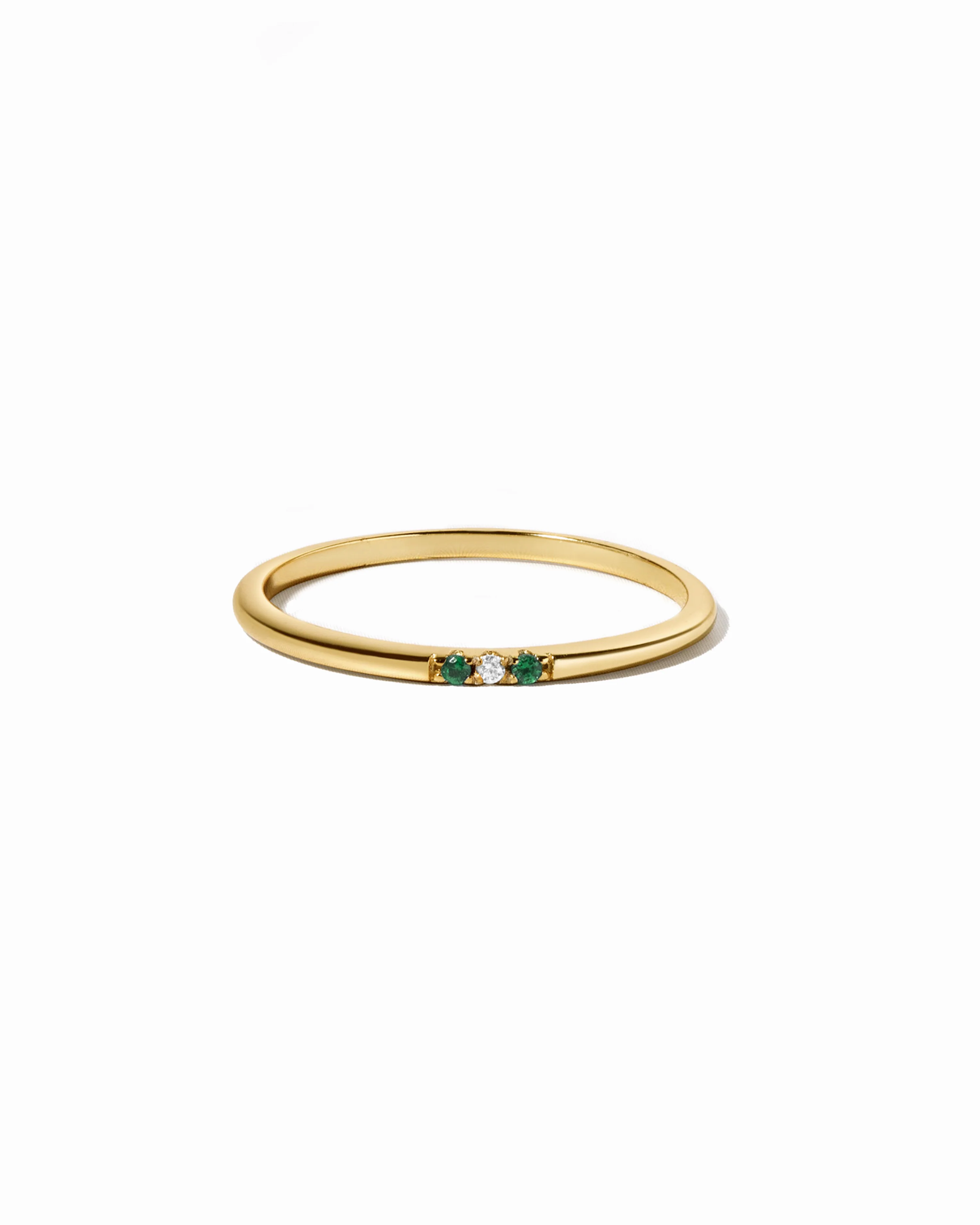 Emerald 3 Stone Diamond Ring