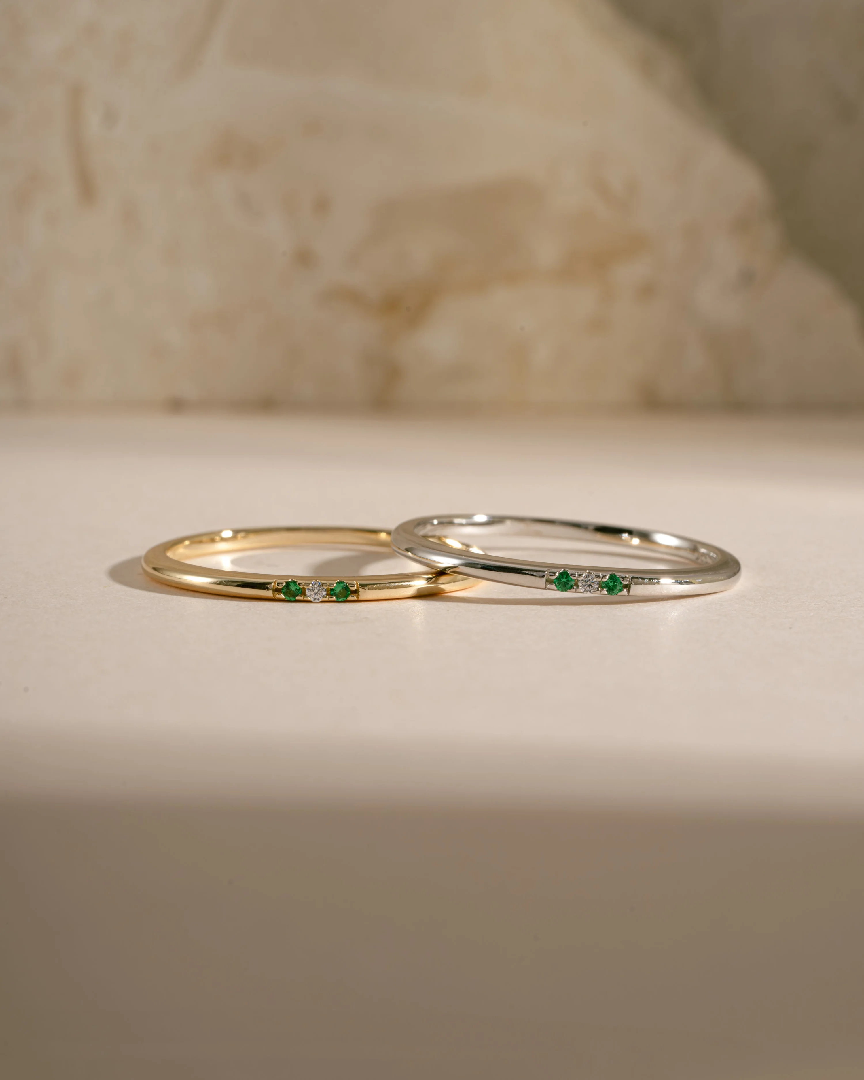 Emerald 3 Stone Diamond Ring - Image 3