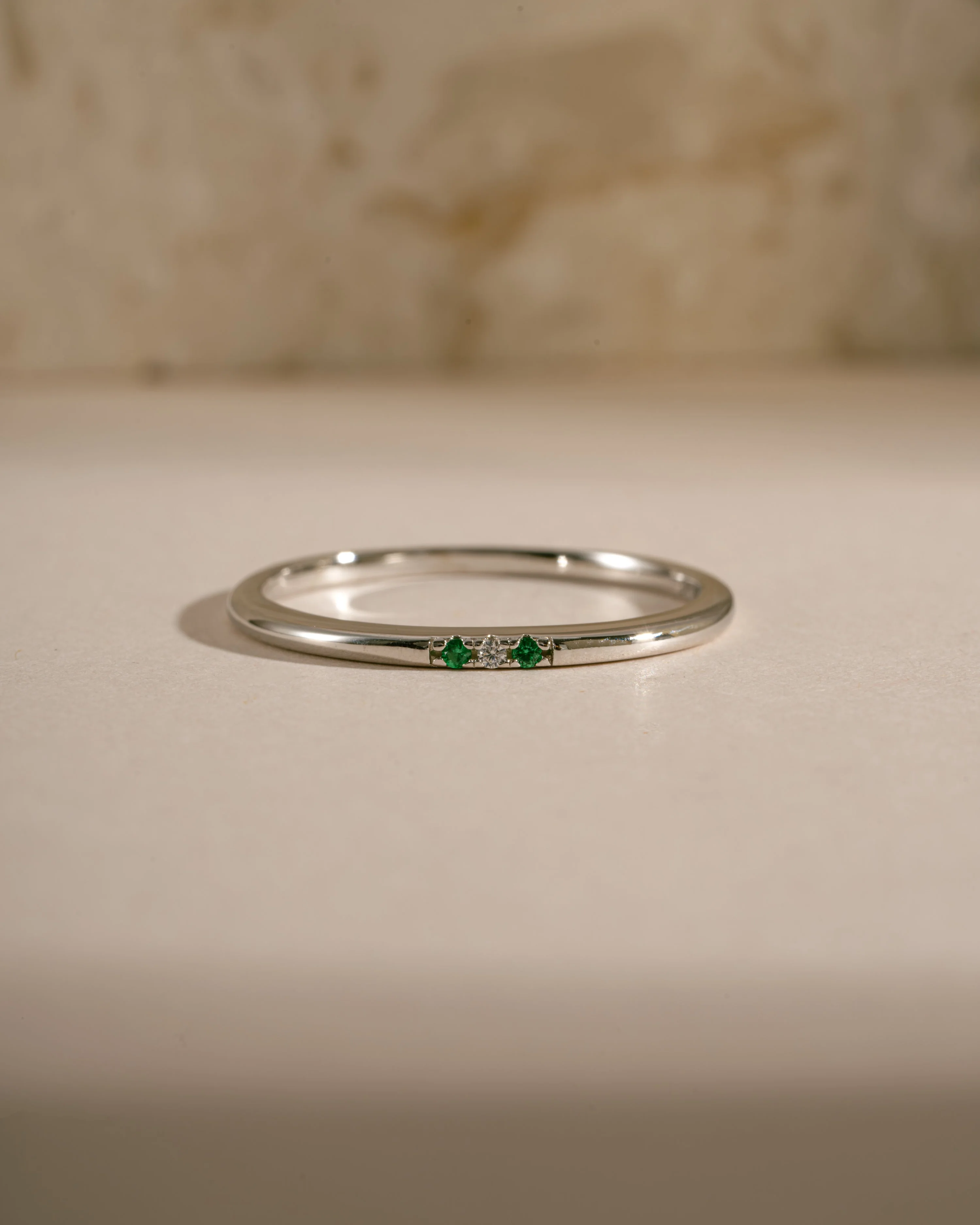 Emerald 3 Stone Diamond Ring - Image 4