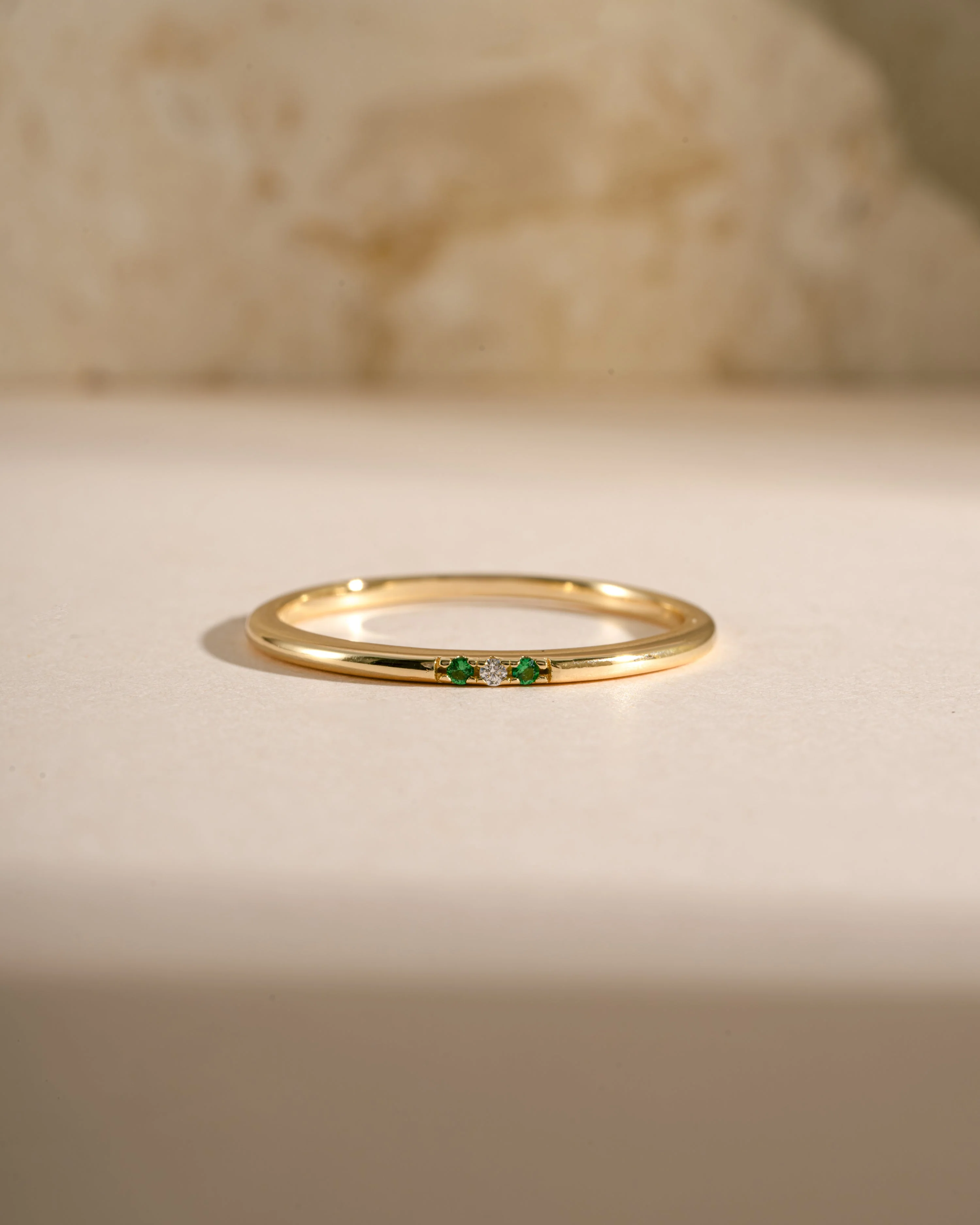 Emerald 3 Stone Diamond Ring - Image 6