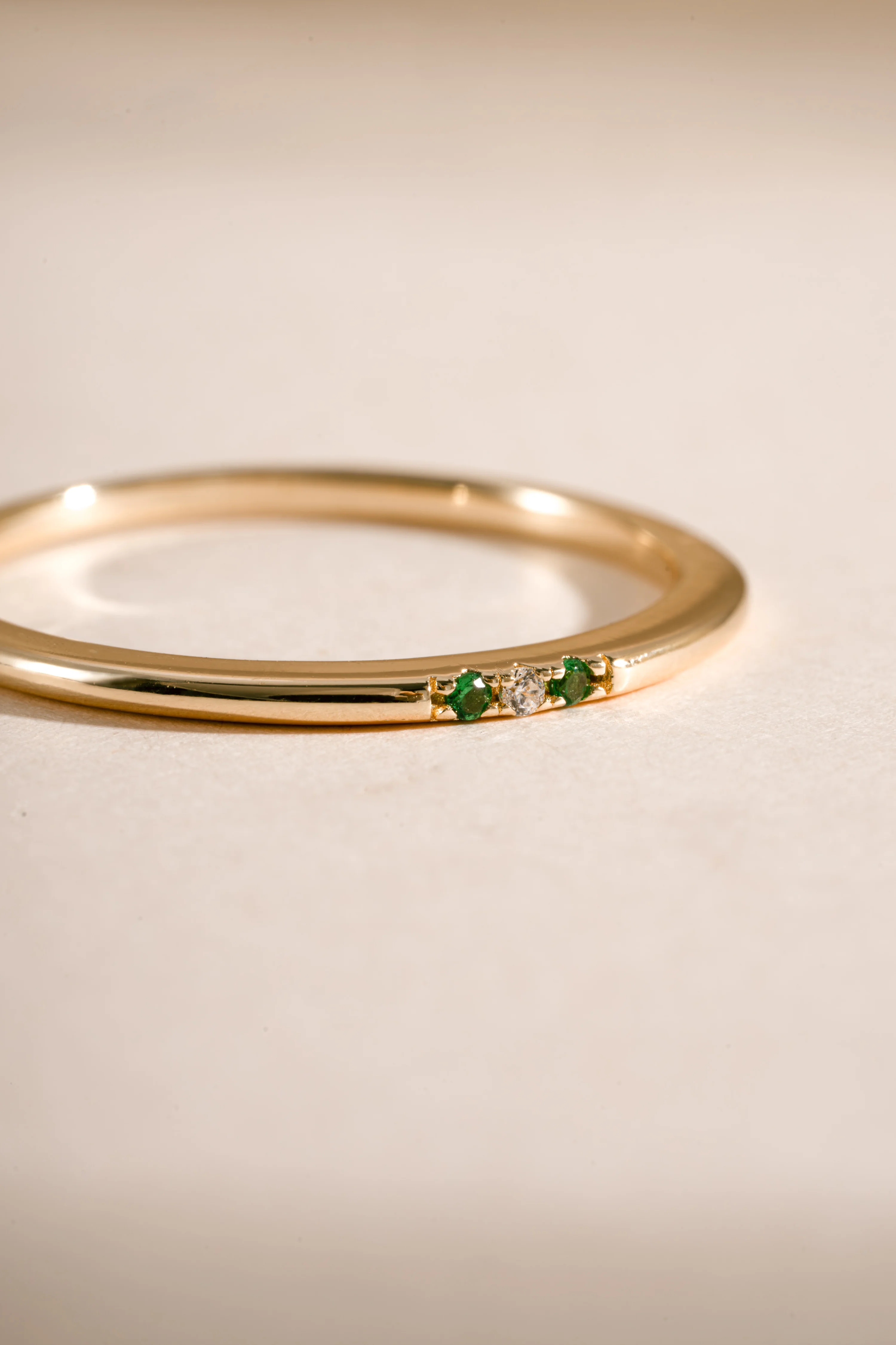 Emerald 3 Stone Diamond Ring - Image 8