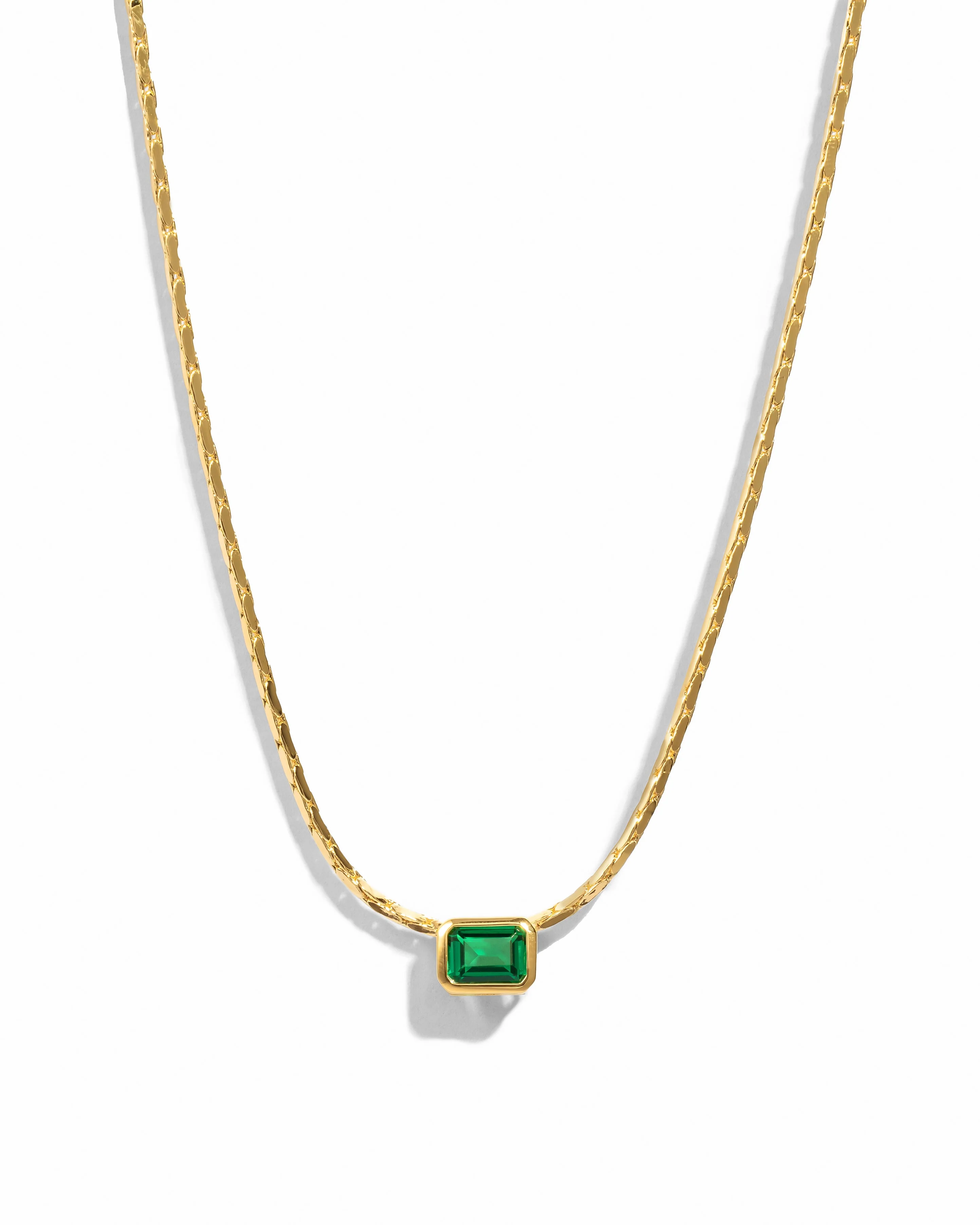 Emerald Baguette Bezel Statement Necklace