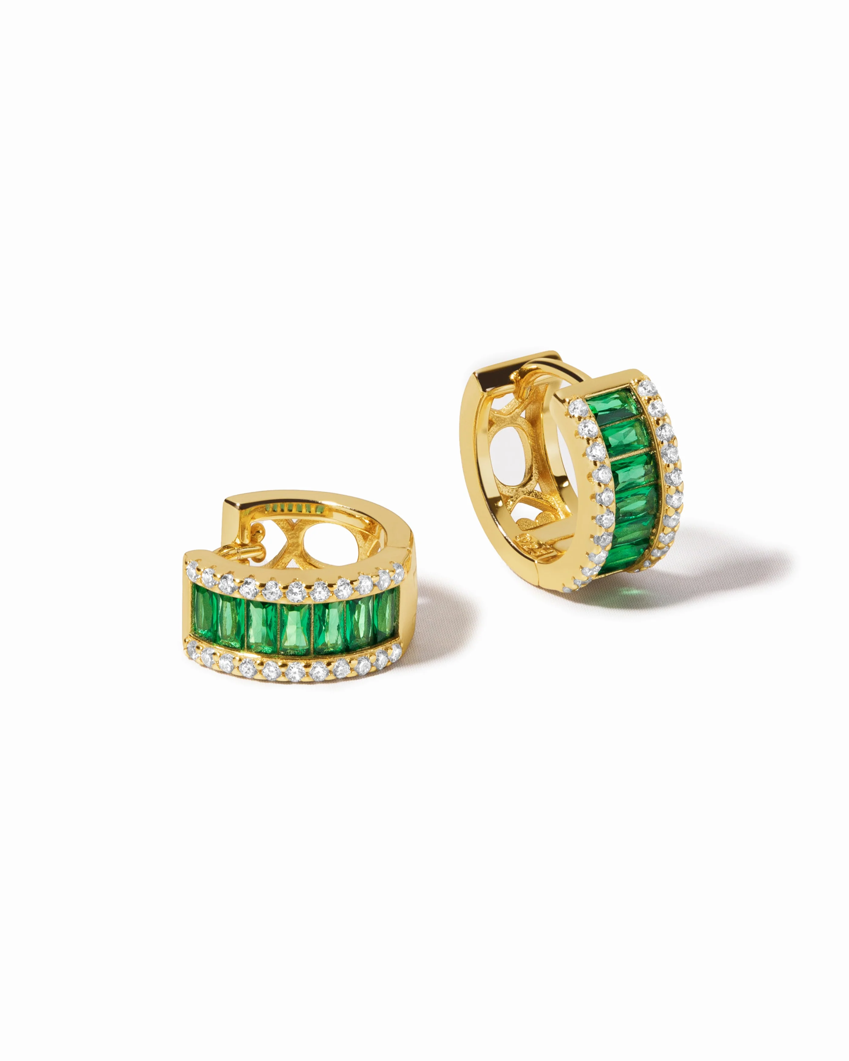 Emerald Baguette Hoops