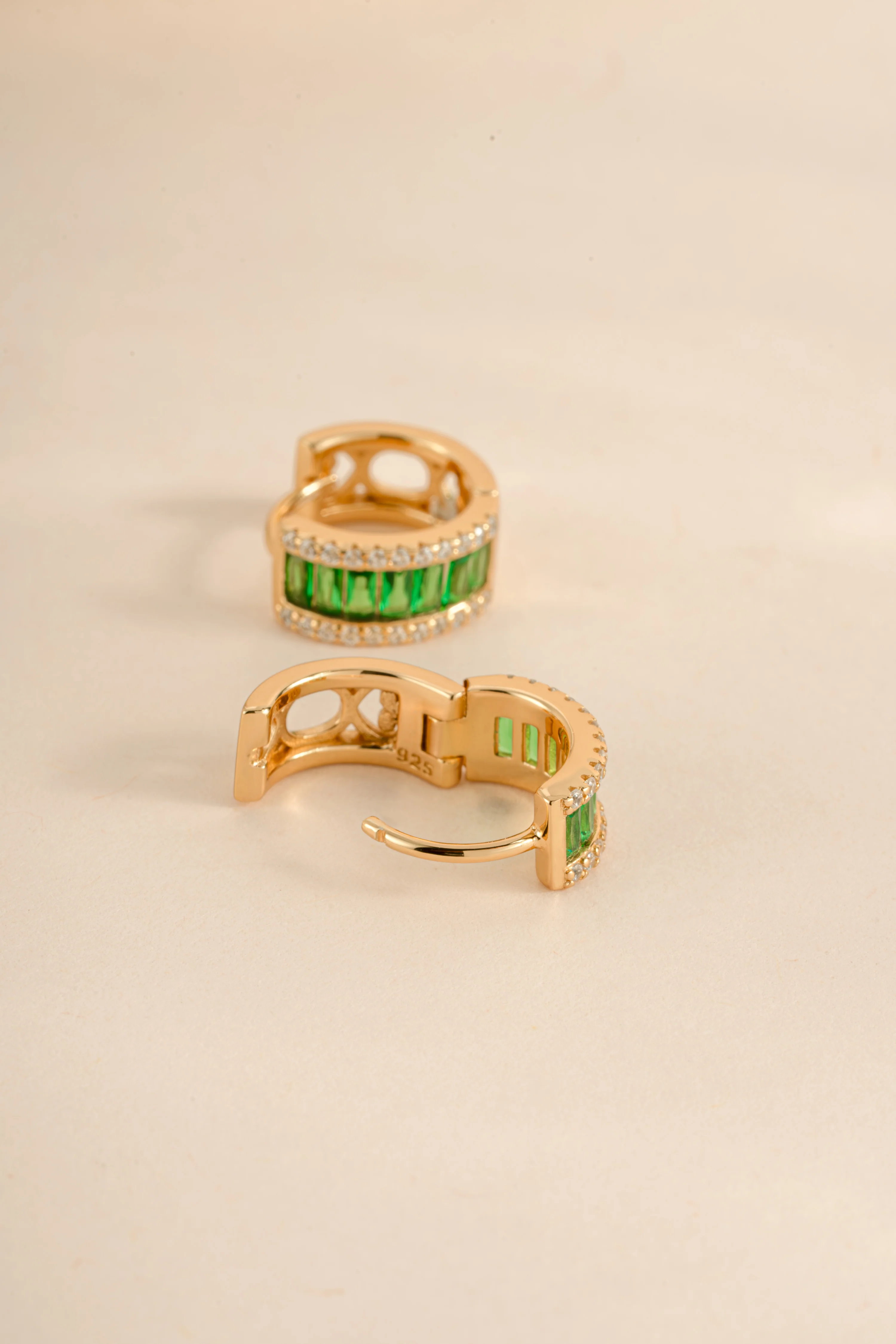 Emerald Baguette Hoops - Image 3