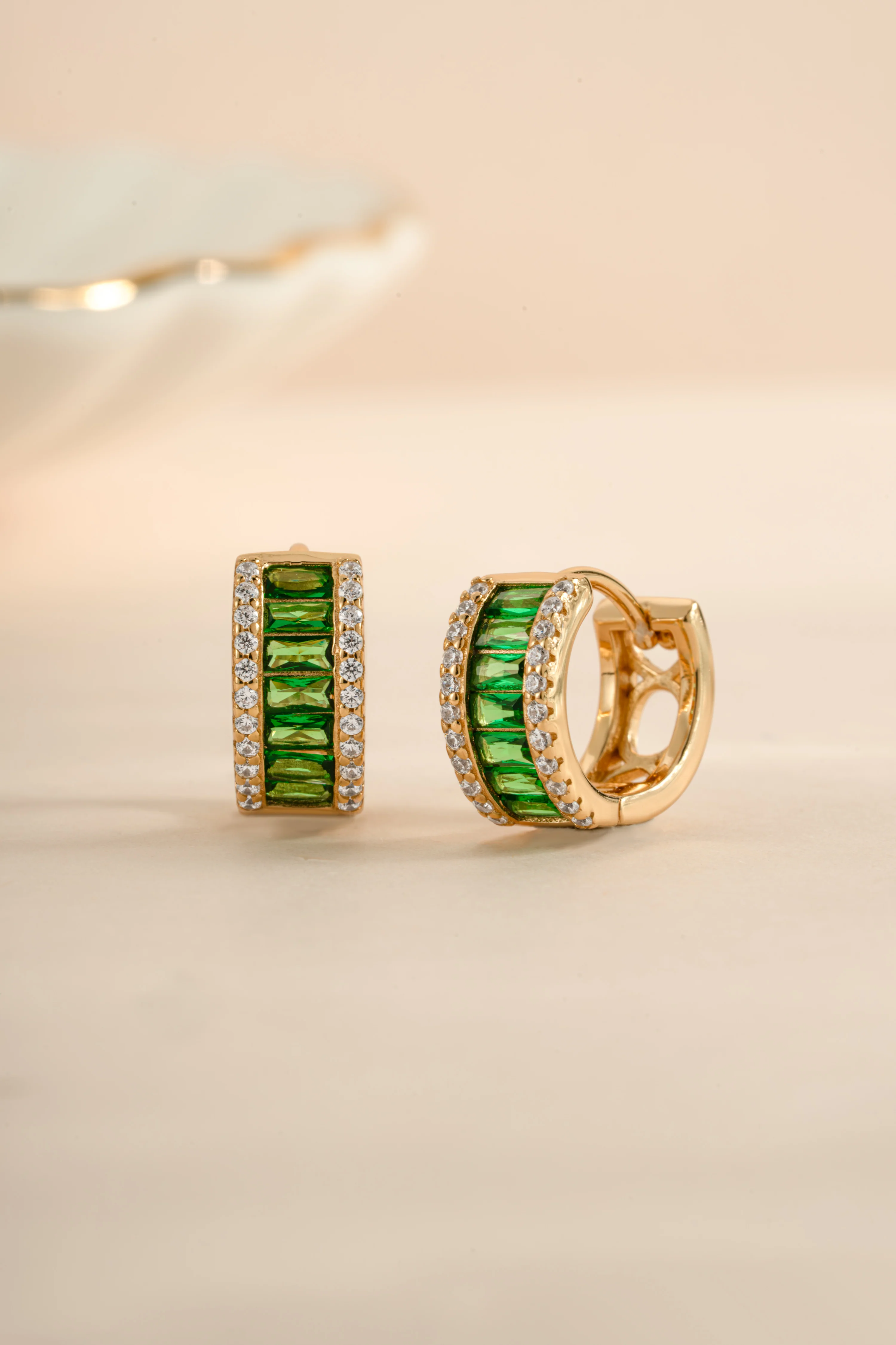Emerald Baguette Hoops - Image 4