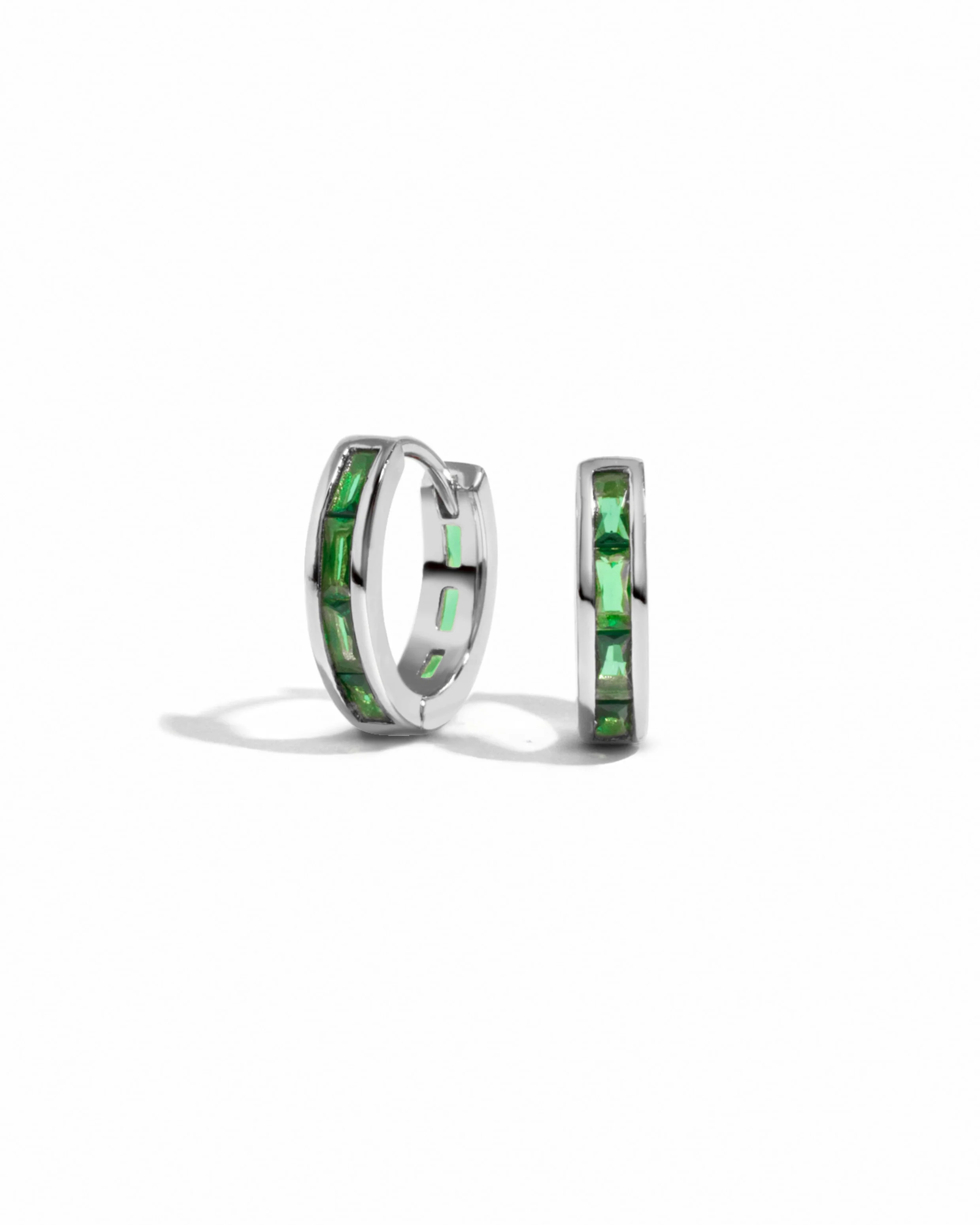 Emerald Baguette Huggies - Image 3