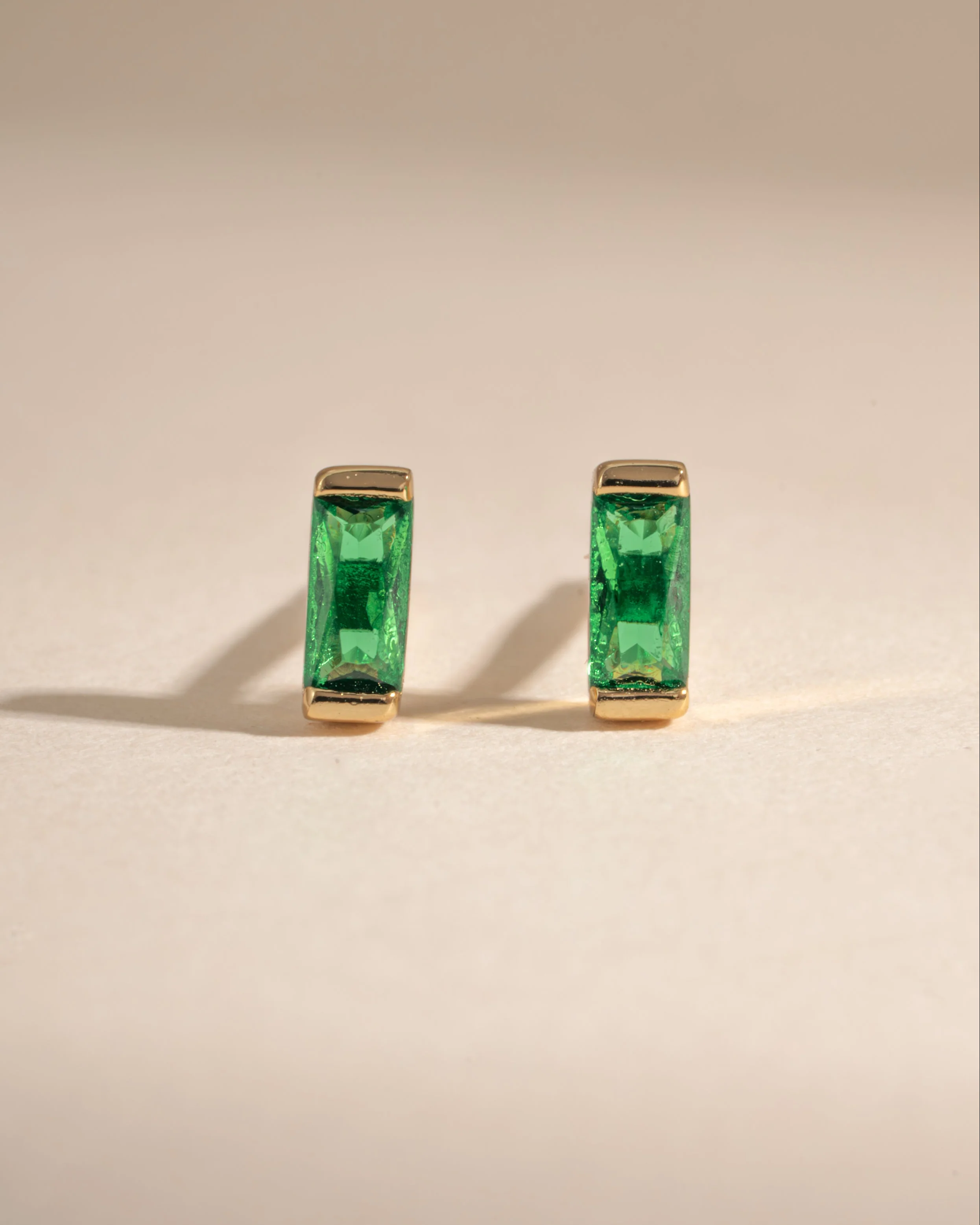Emerald Baguette Stud Earrings - Image 8