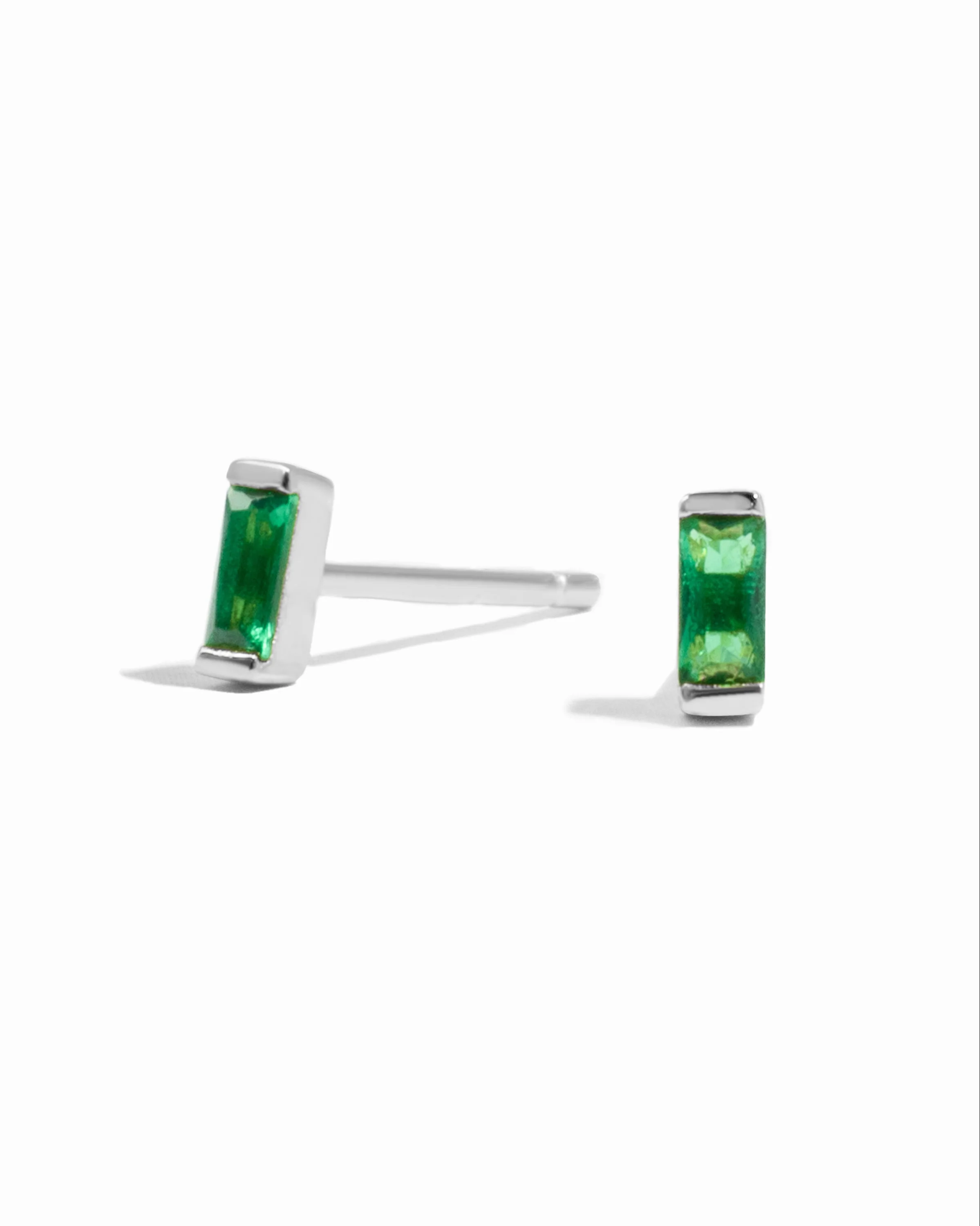Emerald Baguette Stud Earrings - Image 9