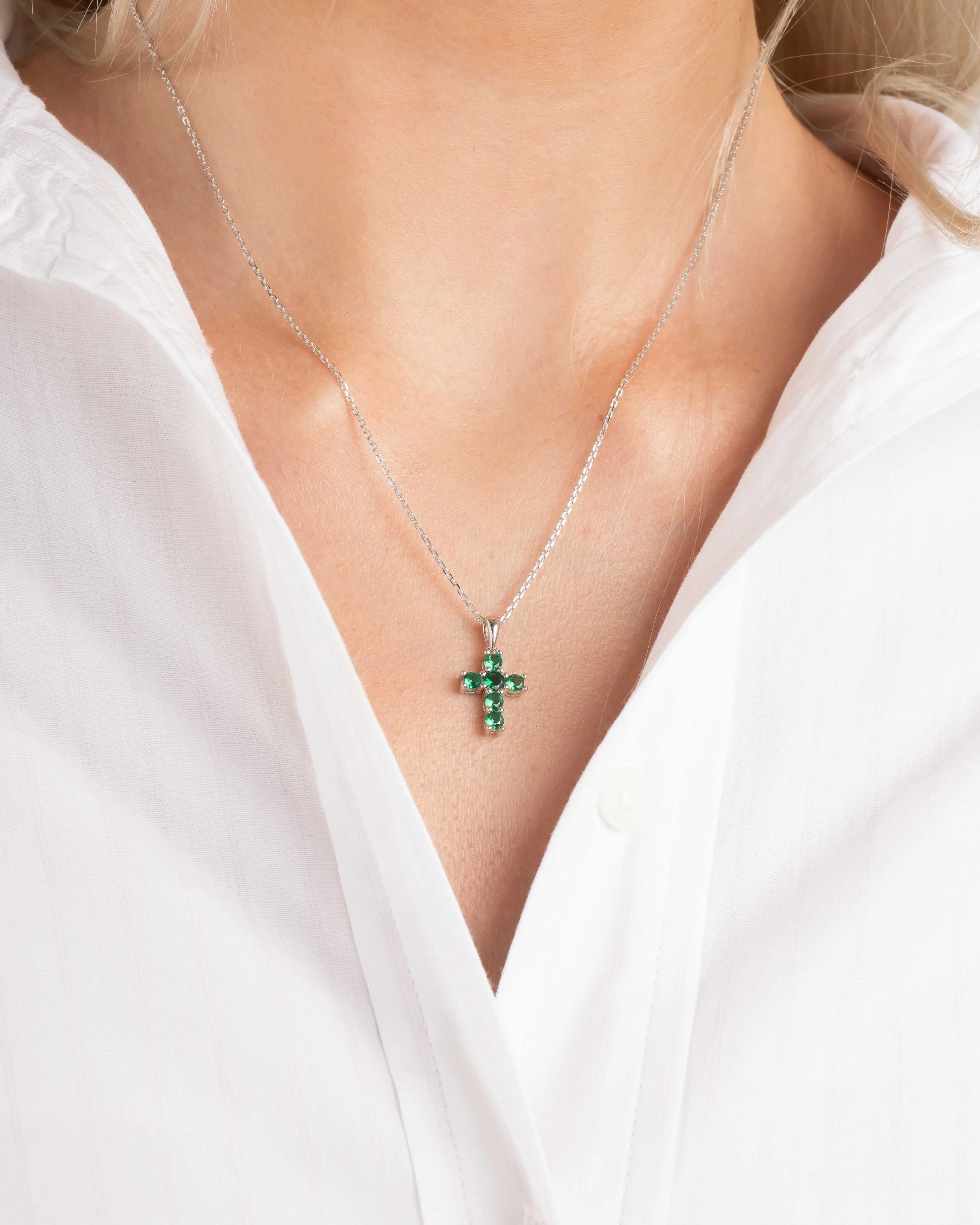 Emerald Cross Necklace - Image 4