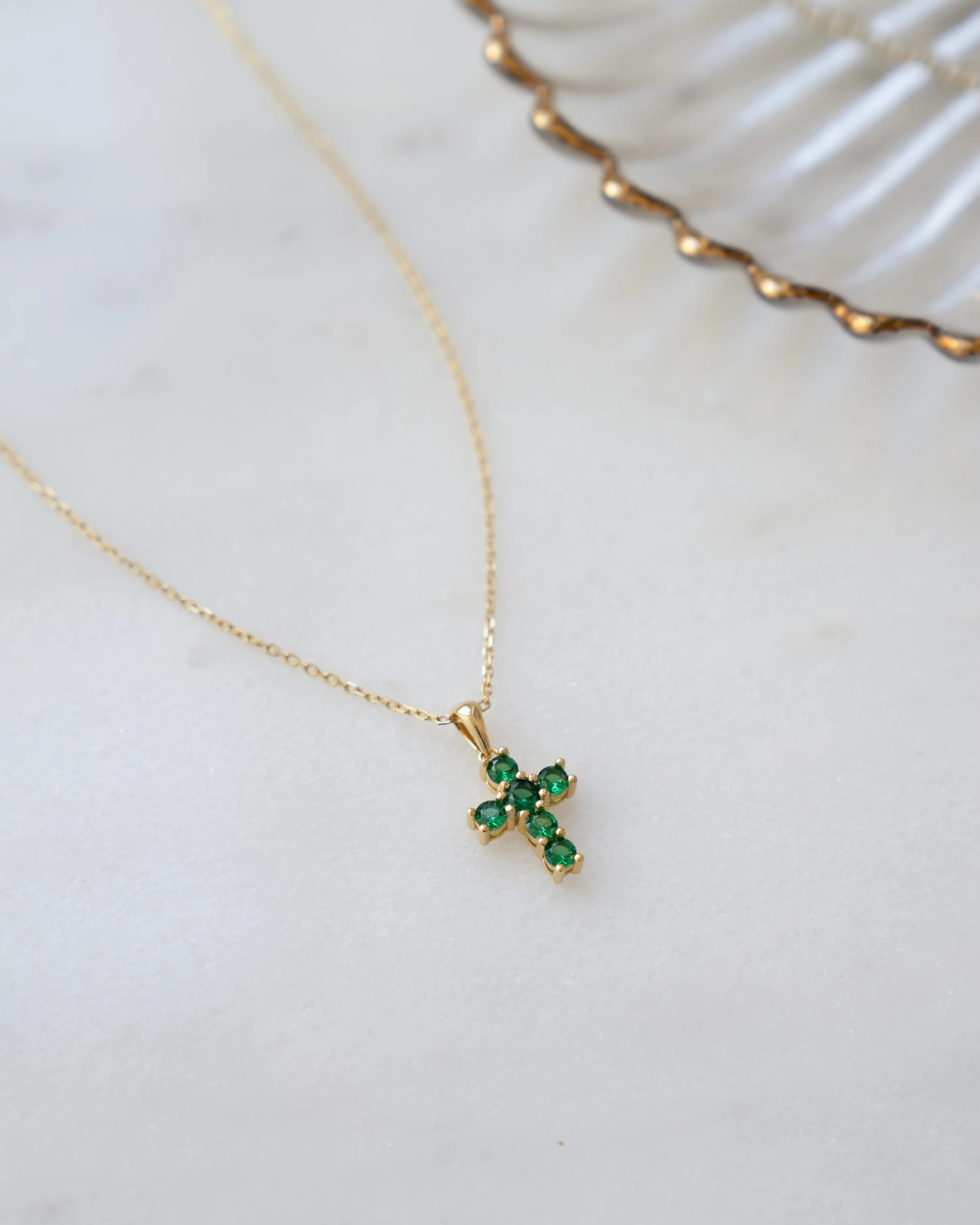 Emerald Cross Necklace - Image 5