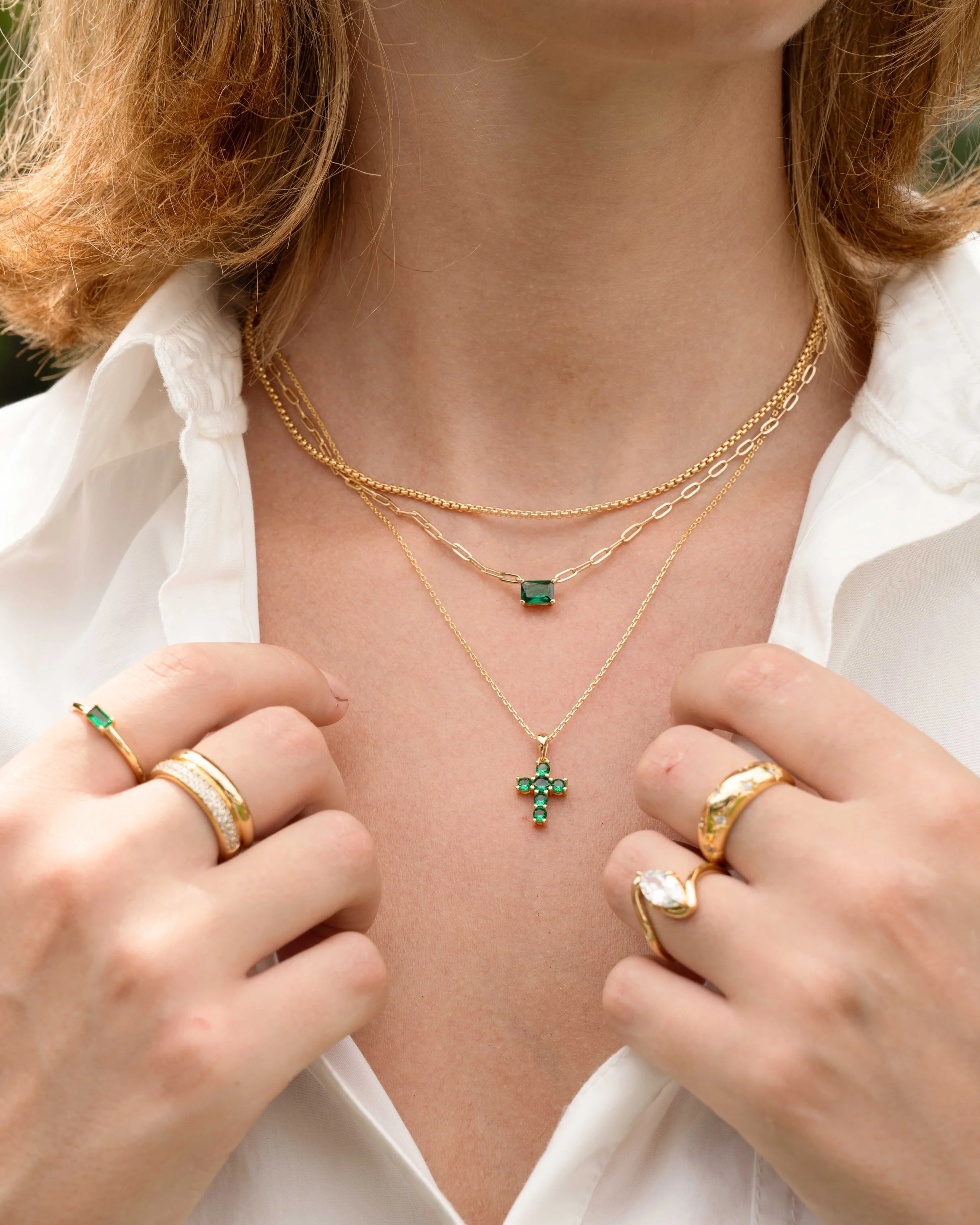 Emerald Cross Necklace - Image 6