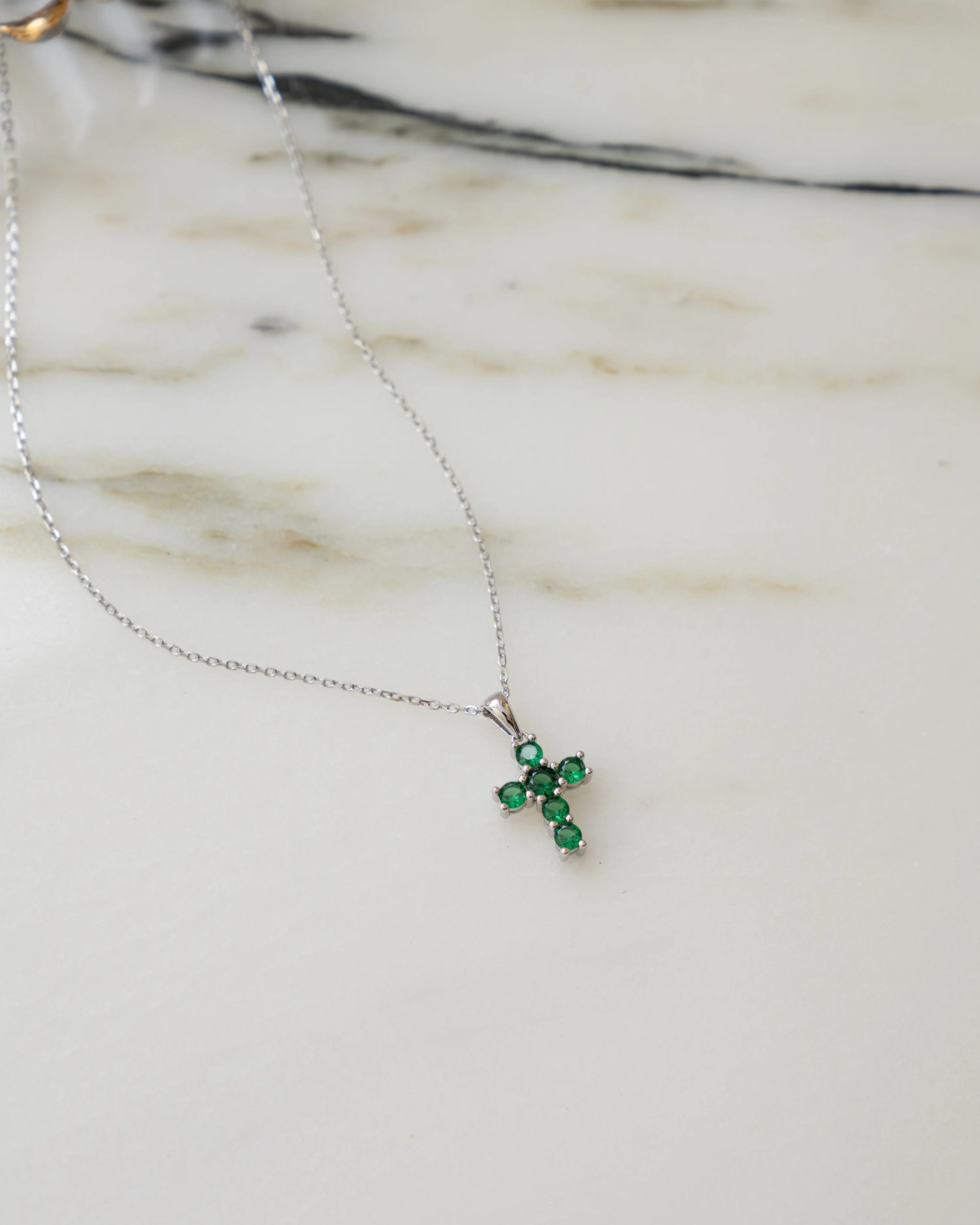 Emerald Cross Necklace - Image 7