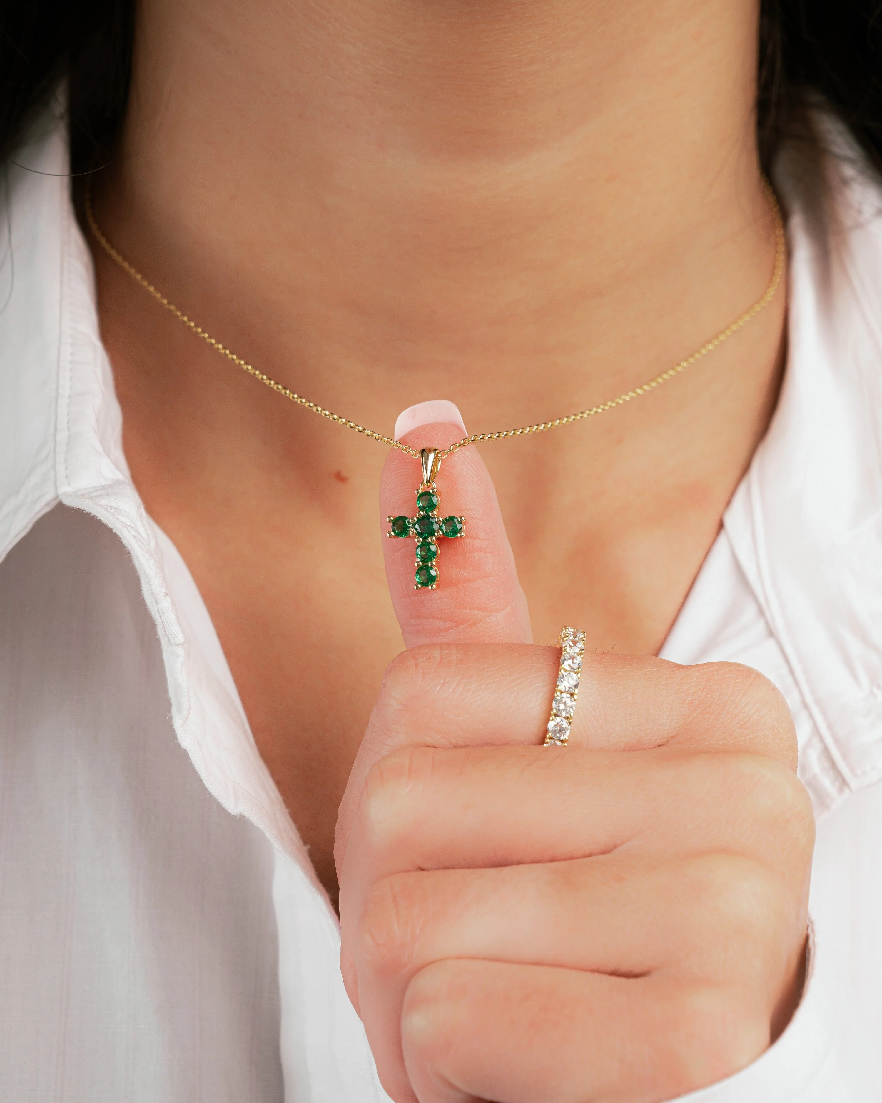 Emerald Cross Necklace - Image 8