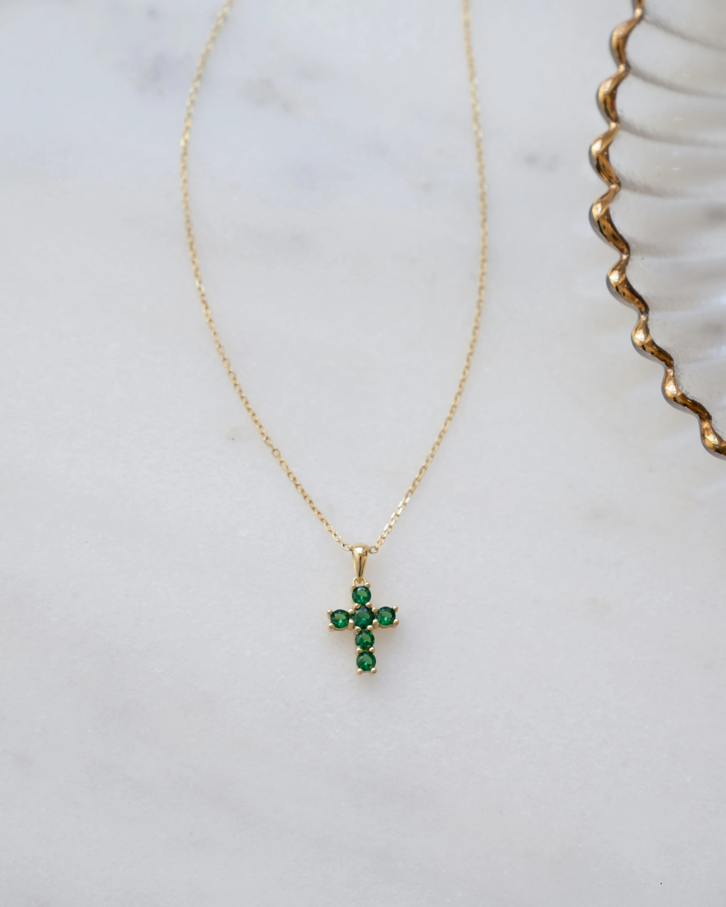 Emerald Cross Necklace - Image 9