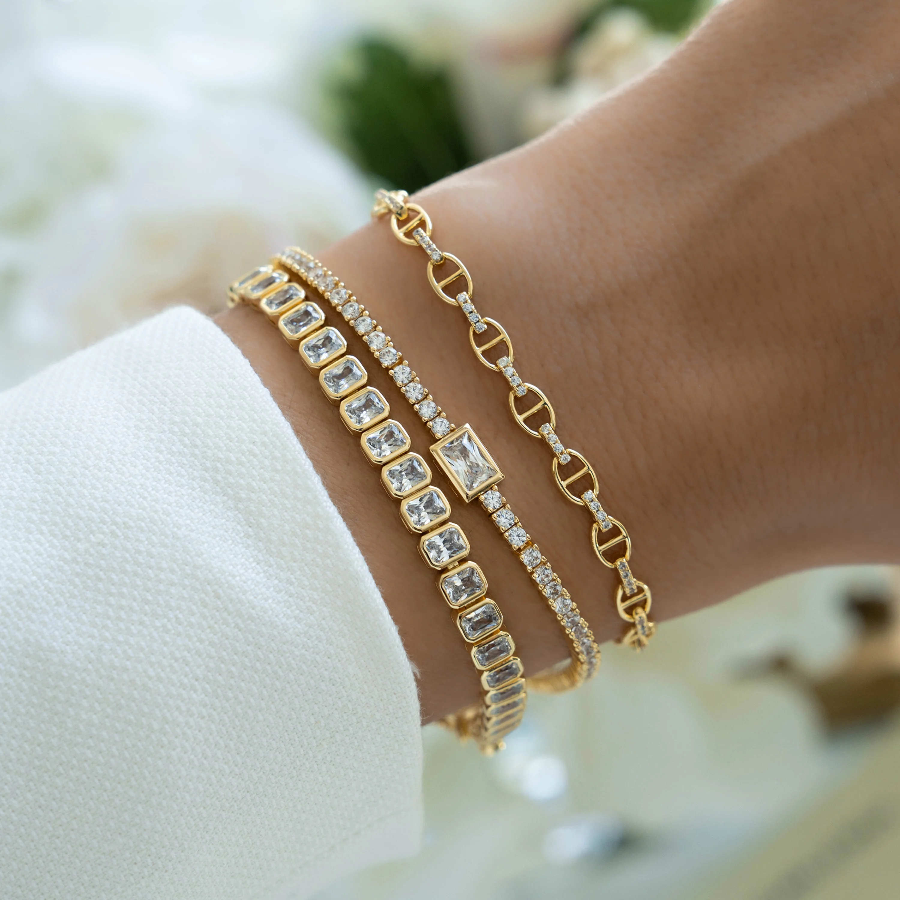 Emerald-Cut Bezel Tennis Bracelet - Image 4